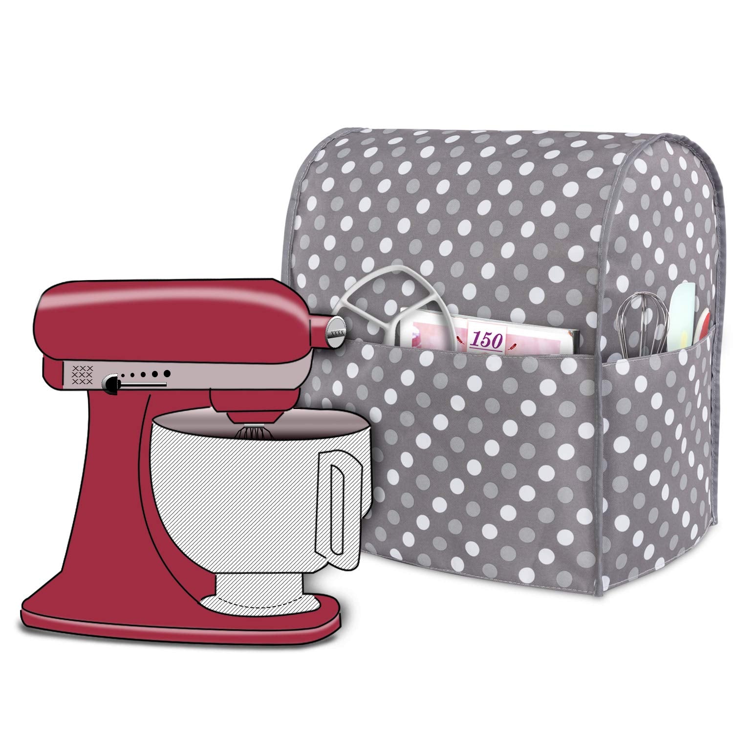 Luxja Dust Cover Compatible with 4.5Quart and 5Quart Stand Mixer, Cloth Cover with Pockets for Stand Mixer and Extra Accessori