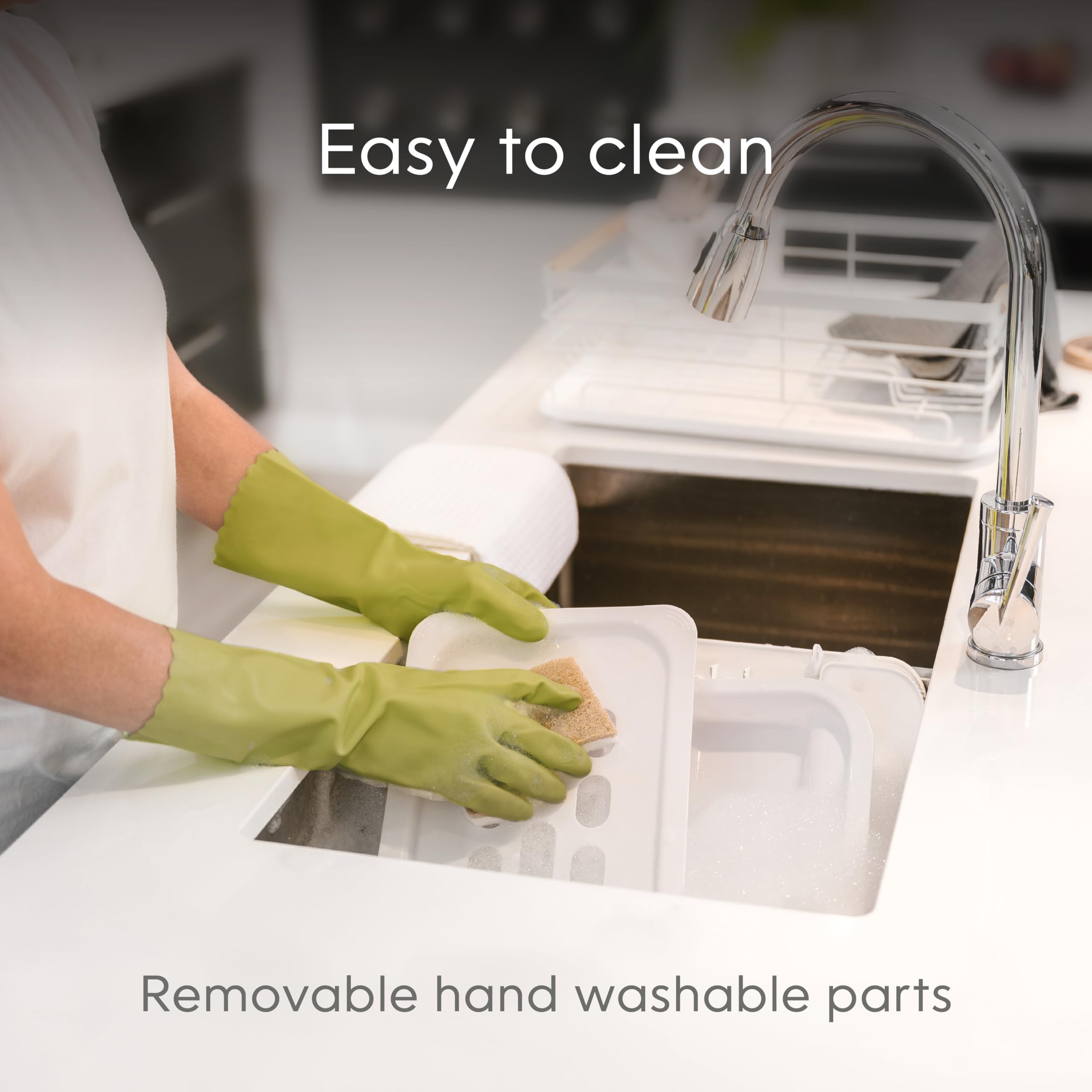 Compost Genie Kitchen Compost Bin, White Stainless-Steel Large, 3.6 Gallon, Indoor Odorless Composting, Hands-Free, Washable Par