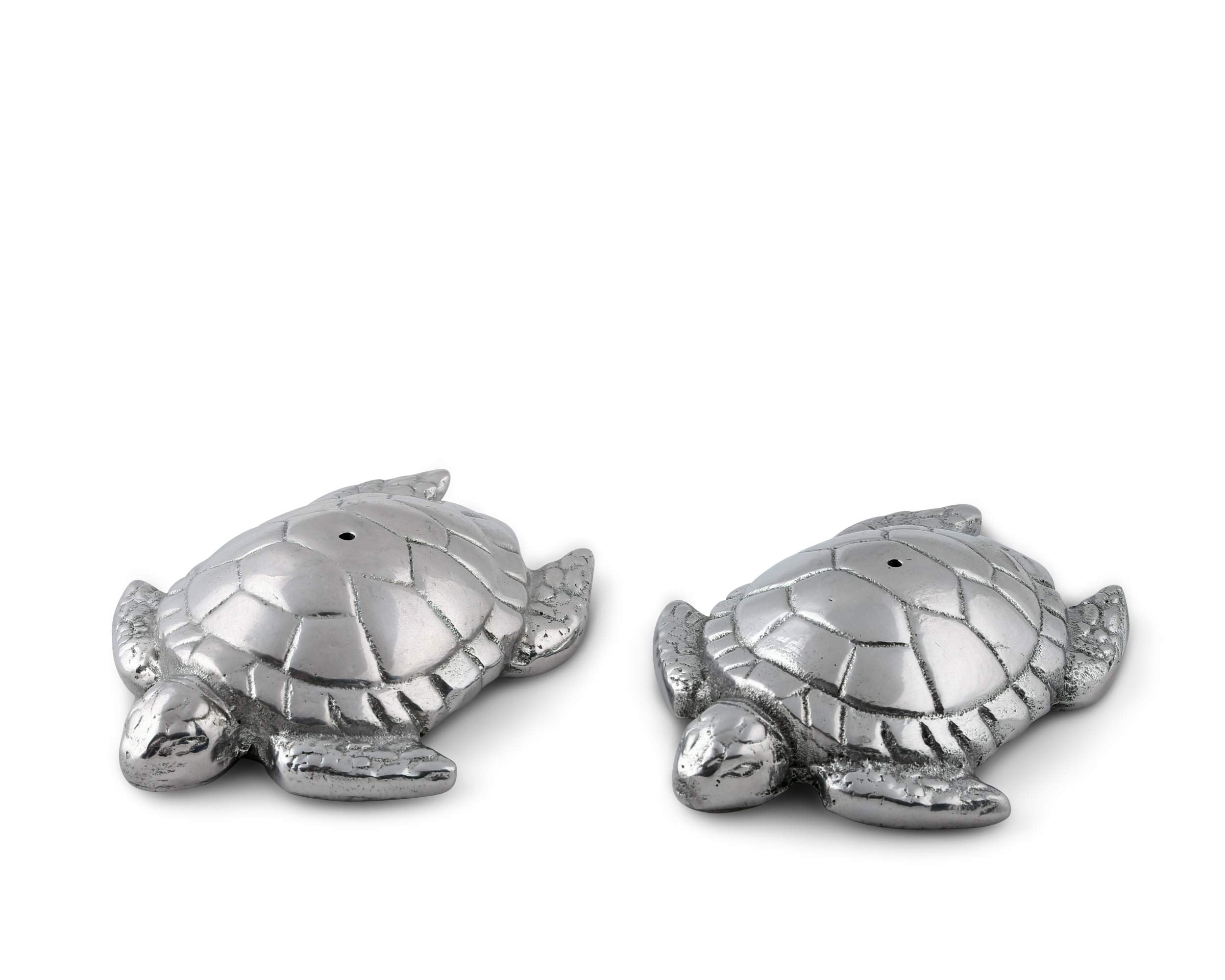 Arthur Court Designs Aluminum Sea Turtle Salt And Pepper Set S/P Shaker Pair Ocean 4 Inch Long