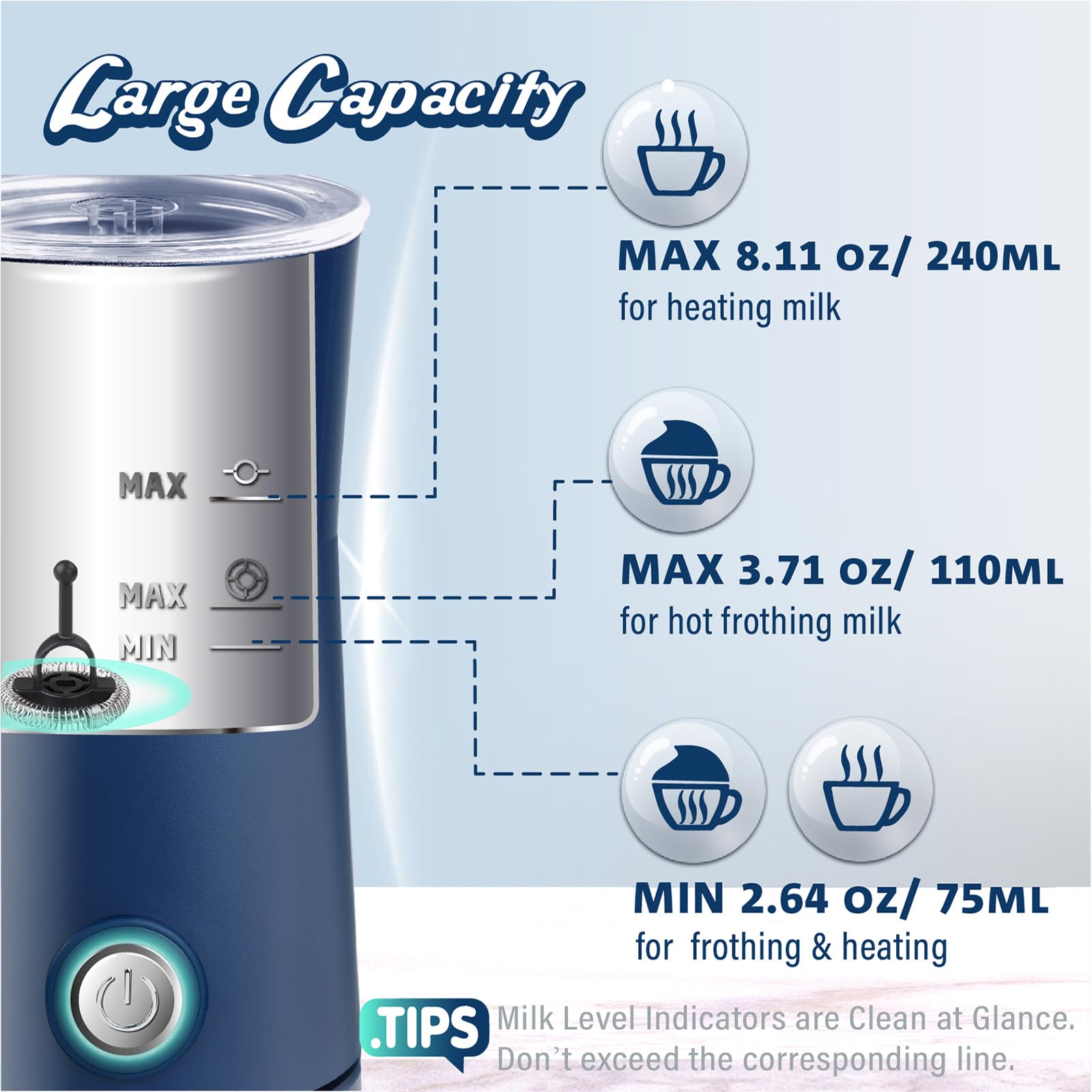 Huogary Milk Forther Simple Milk Frother And Steamer 2-In-1 Milk Steamer With Hot Milk Foam And Hot Milk For Latte, Macchiato, C