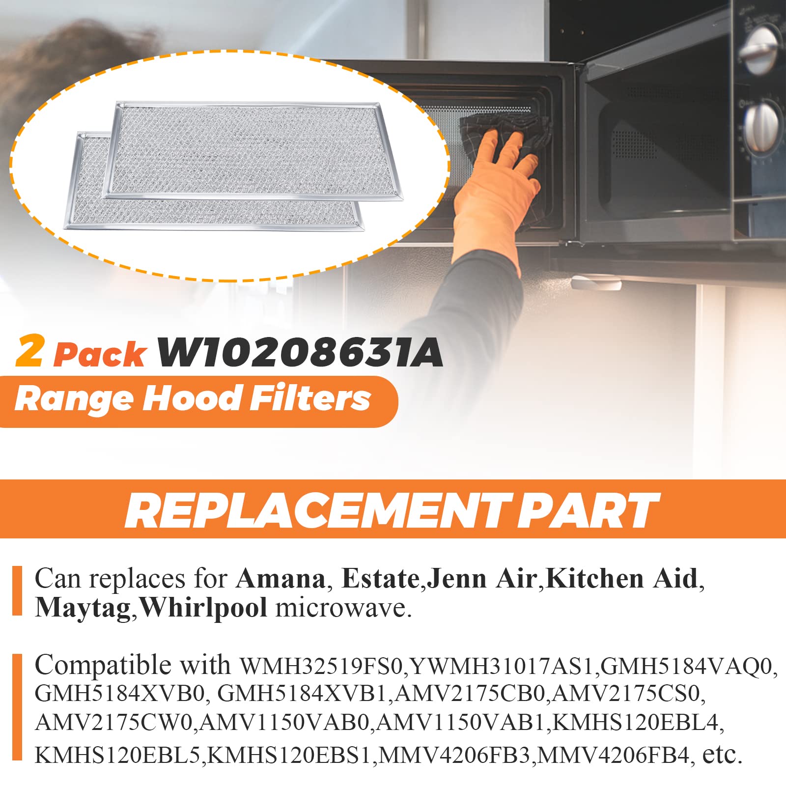 Beaquicy W10208631A Microwaves Grease Filter Approx. 13 '' x 6 ''- Replacement for Whirlpool GE Microwaves 3 Pack
