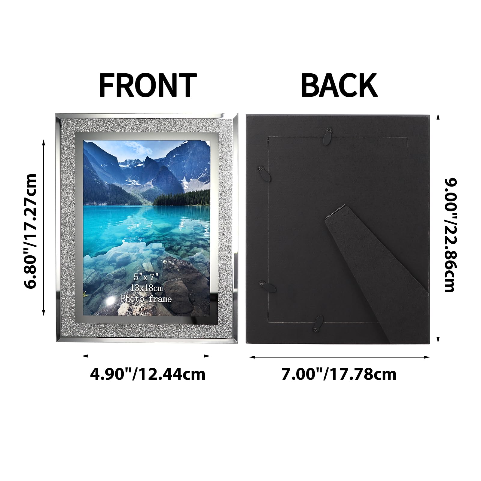 HORLIMER 12 Pack 5x7 Picture Frame, Sparkle Glass Photo Frames 5 by 7 for Tabletop, Horizontally or Vertically