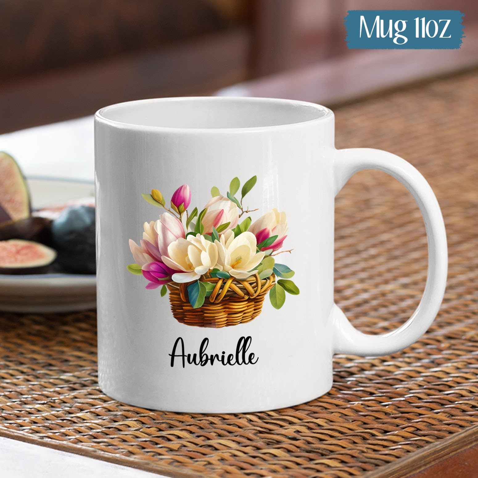 Personalized Magnolia Flower Coffee Mug, Customized Magnolia Cup Gifts for Magnolia Lovers, Flower Tea Cup, Custom Floral Gift w