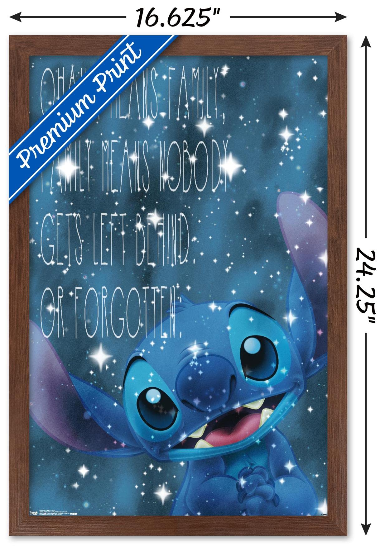 Trends International Disney Lilo And Stitch - Ohana Wall Poster, 14.725'' X 22.375'', Mahogany Framed Version