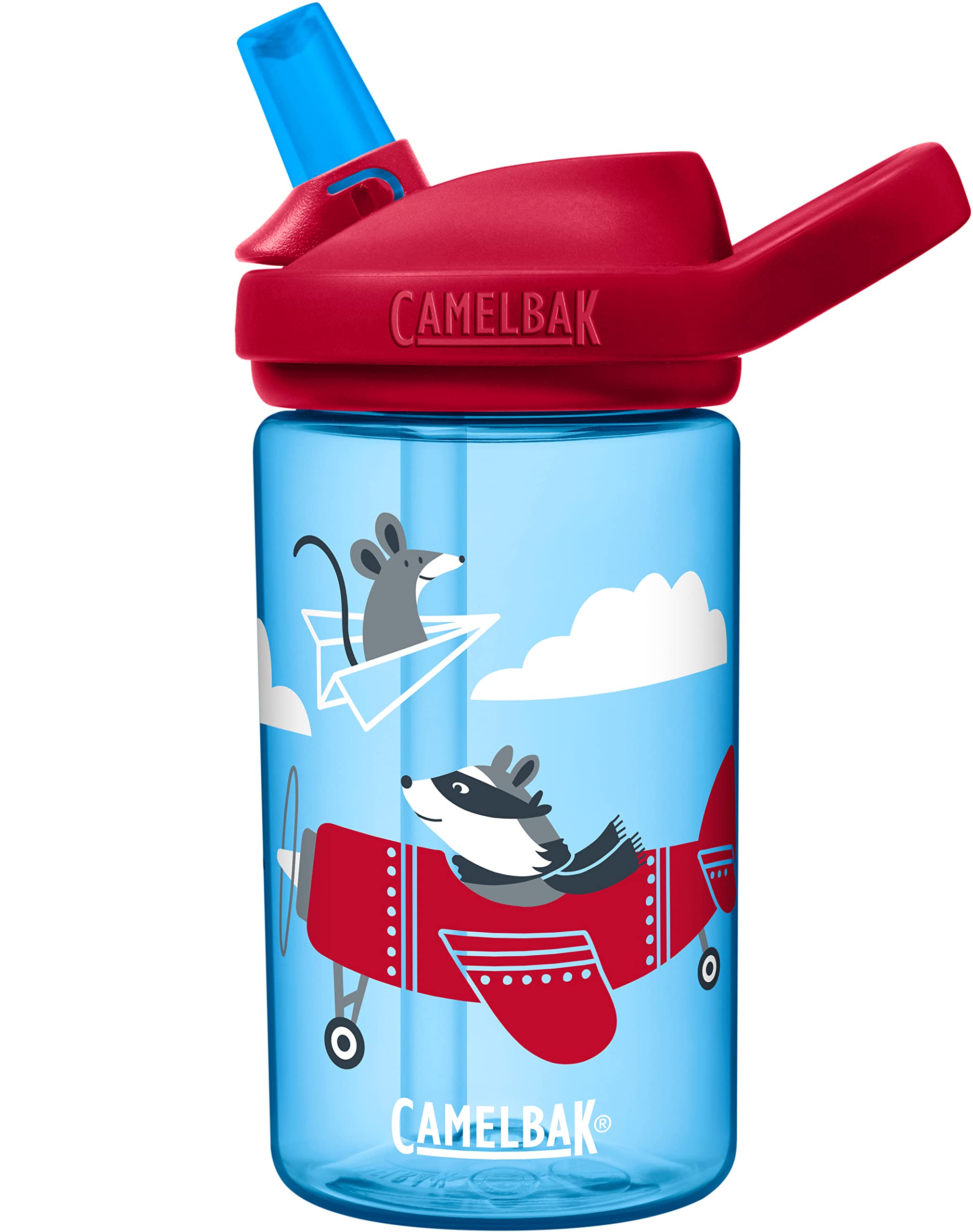 CamelBak eddy+ 14oz Kids Water Bottle with Tritan Renew - Straw Top, Leak-Proof When Closed, Airplane Bandits