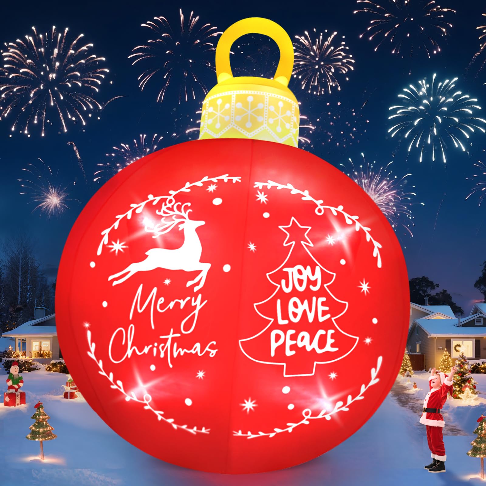 Kalolary 15FT Giant Christmas Inflatable Outdoor Decoration, Merry Christmas Bell Inflatable Decorations with Build-in LED Ornam