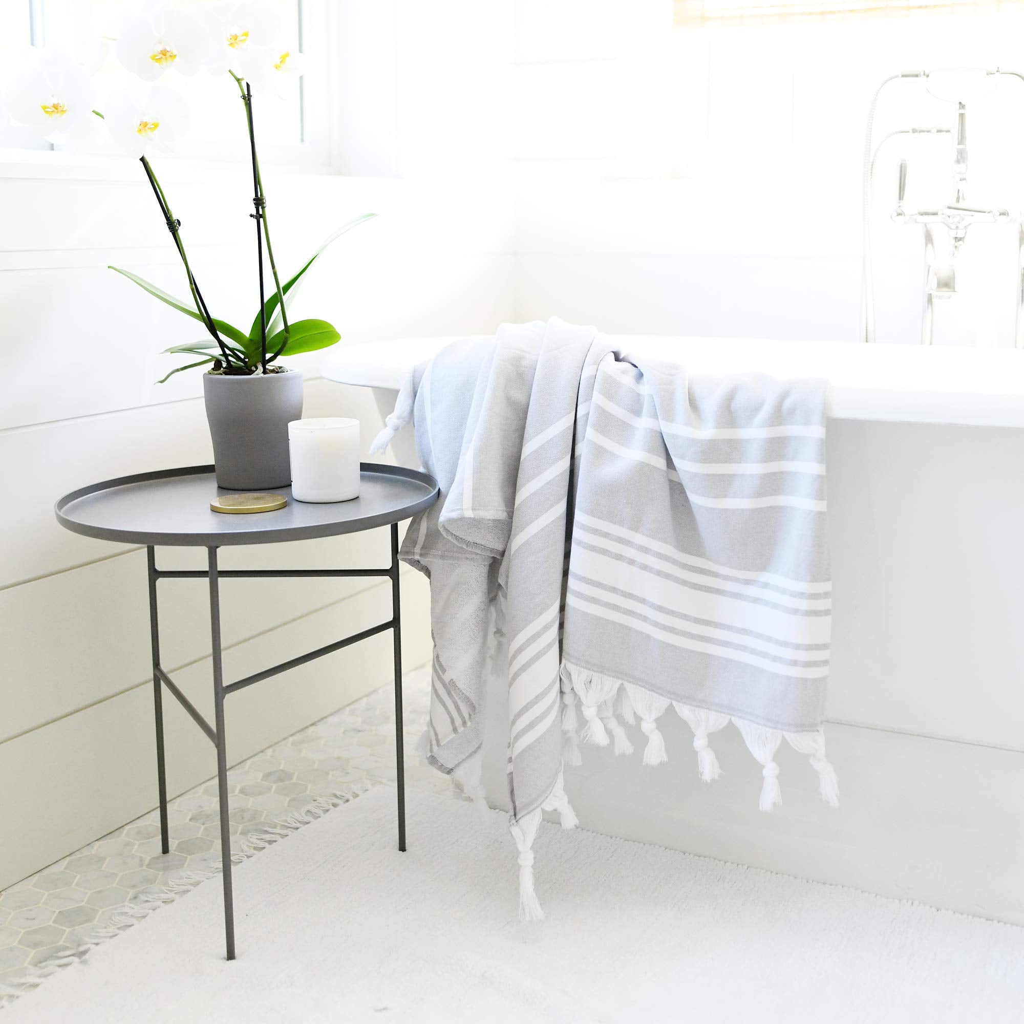 Laguna Beach Textile Co. Soft Turkish Fouta Beach Towel - Stone Gray, 400 Gsm