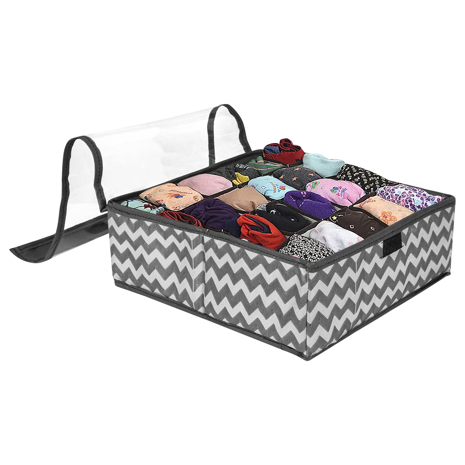 Prettykrafts Fabric Innerwear Clothing Organizer 15+1 Compartment,Folding Drawer Wardrobe Organizer,Bra,Scarf,Belt,Tie,Undergarm