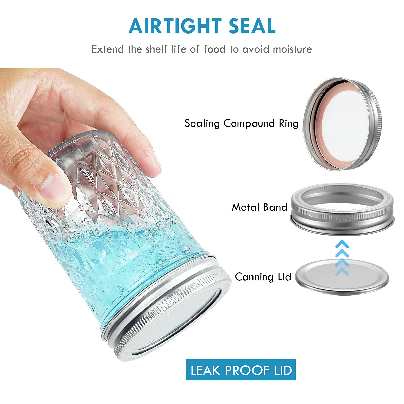 Yeboda 12 Pack 8 Oz Mason Jars With Airtight Lids And Bands Glass Canning Jars Ideal For Preserving, Jam, Honey, Jelly, Wedding