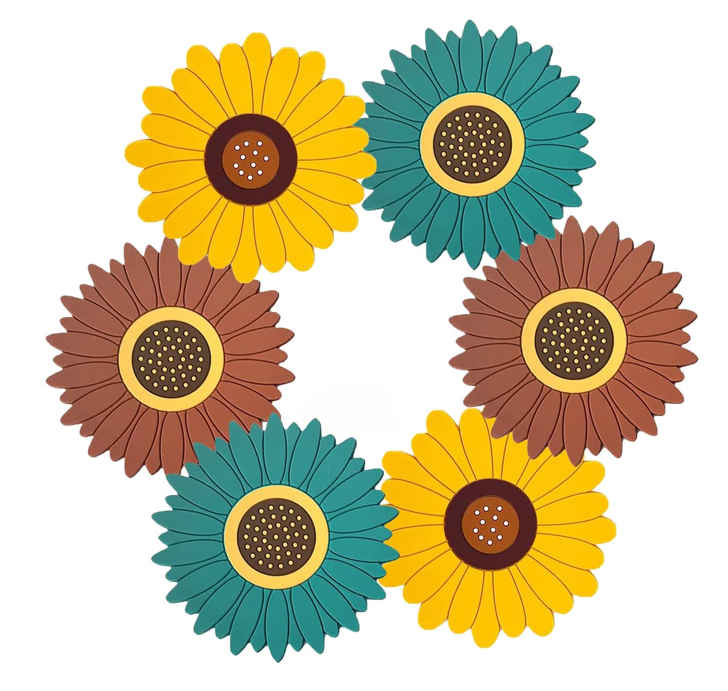 Fayleeko Silicone Trivet Mat For Hot Pots & Dishes Set Of 6 | Heat Resistant Kitchen Mat | Non Slip Trivet For Table Protection 
