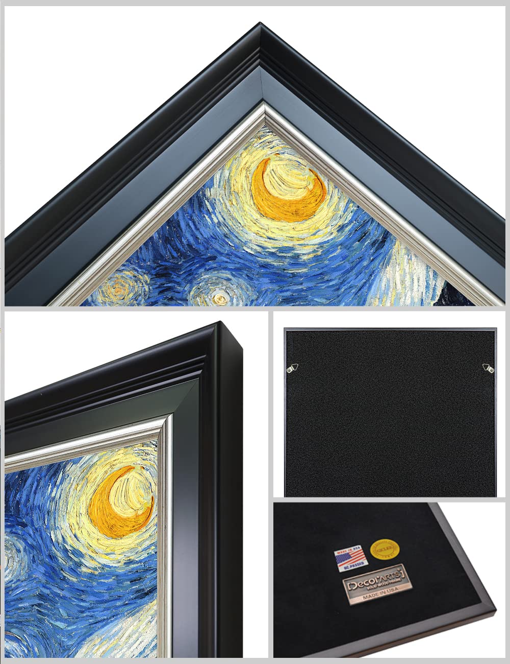 Decorarts - Starry Night, Classic Art By Vincent Van Gogh. Framed Giclee Prints With Solid Wood Frame And Silver Accents For Wal