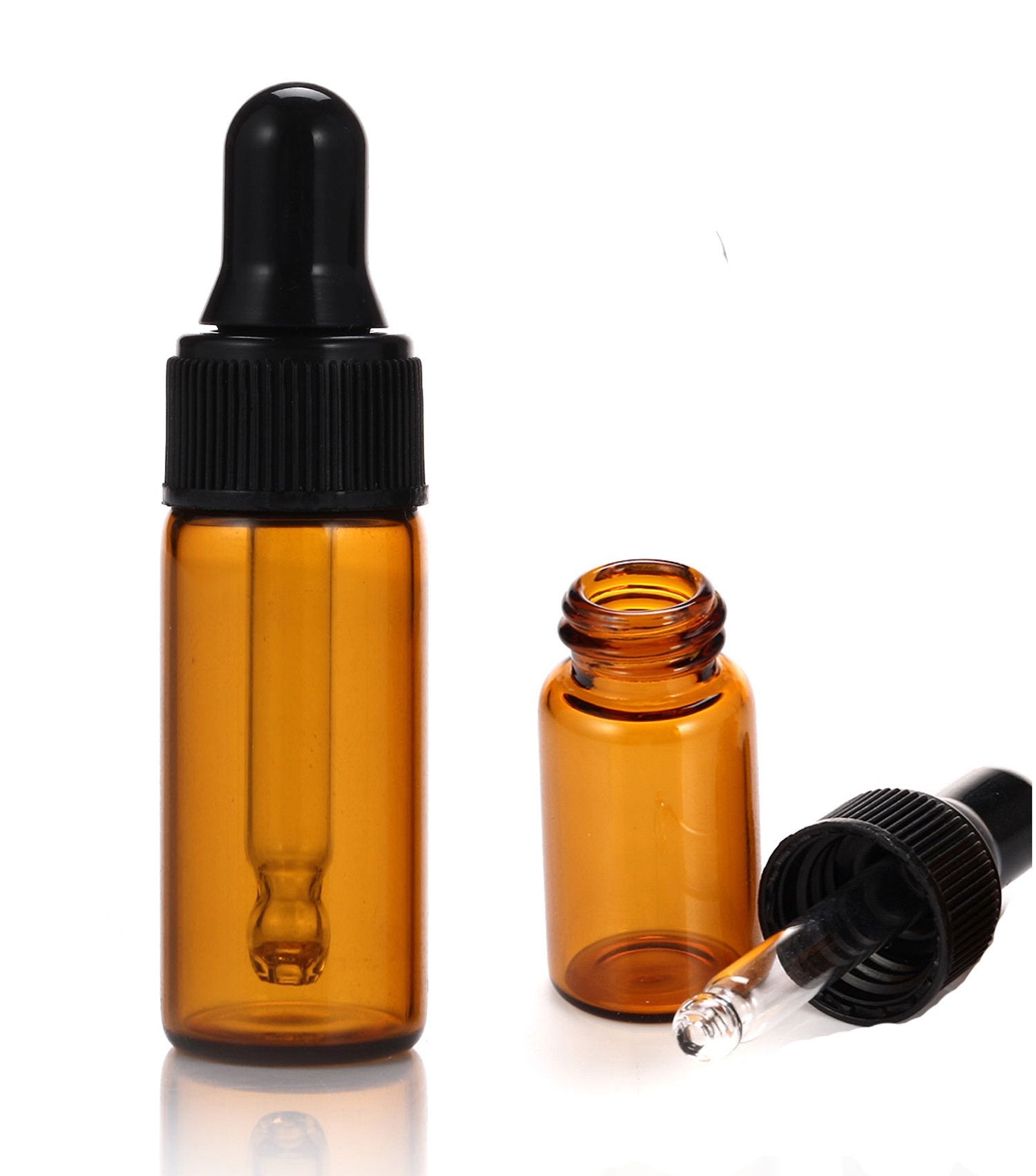 Simple-E 10Pcs 5Ml 1/6Oz Amber Mini Glass Bottle Amber Sample Vial Small Essential Oil Bottle With Glass Eye Dropper + 1Pc Glass