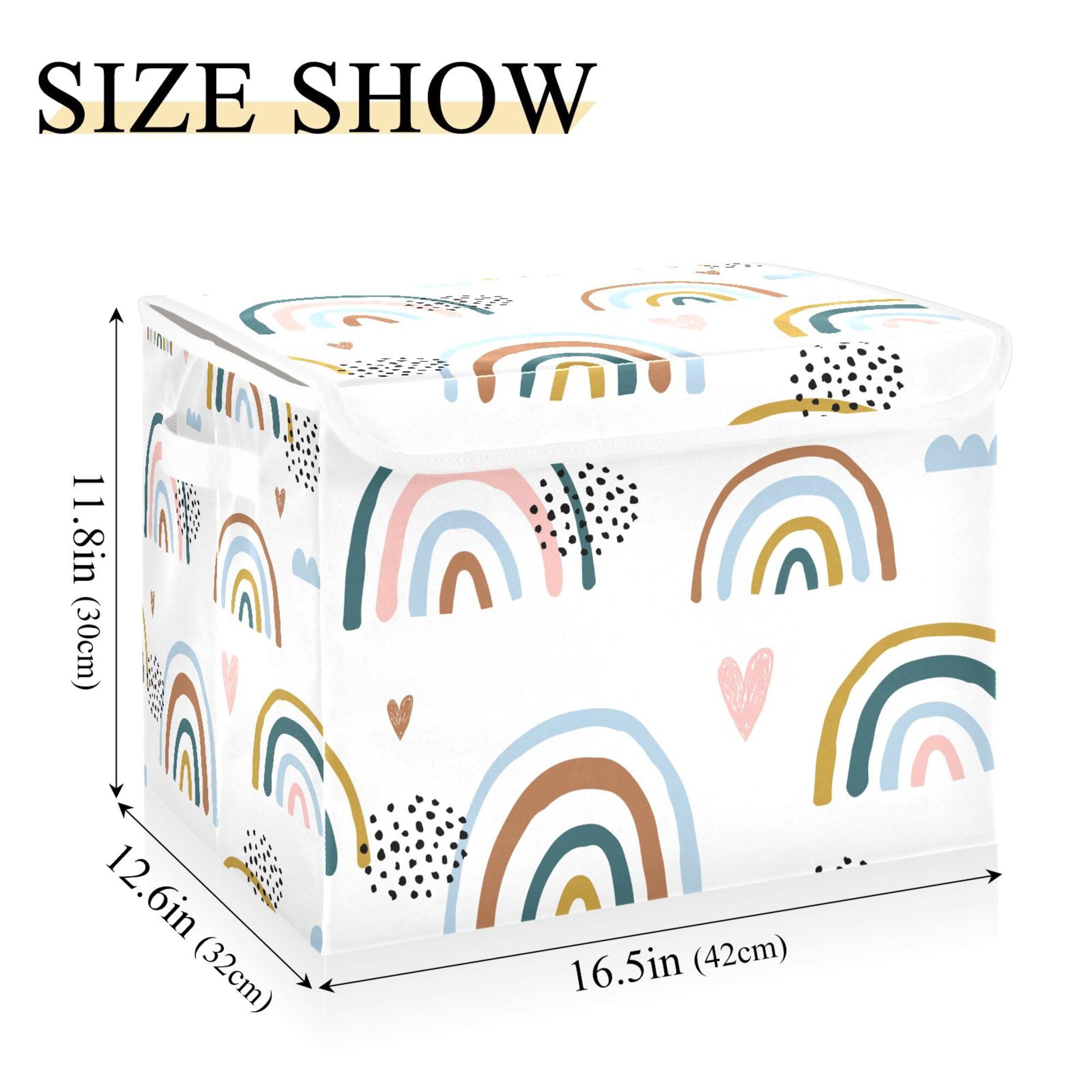 Xigua Cartoon Rainbow Storage Bins With Lids And Carrying Handle,Foldable Storage Boxes Organizer Containers Baskets Cube With C