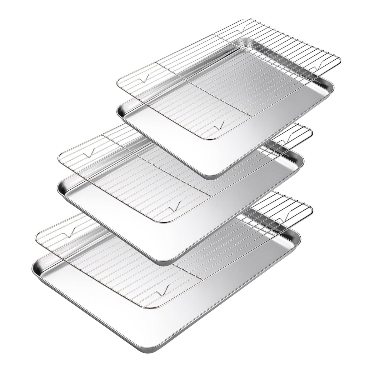 Amrules Baking Sheet With Cooling Rack Set Of 6, 3 Premium Stainless Steel Cookie Sheets And 3 Wire Racks, Kitchen Nonstick Baki