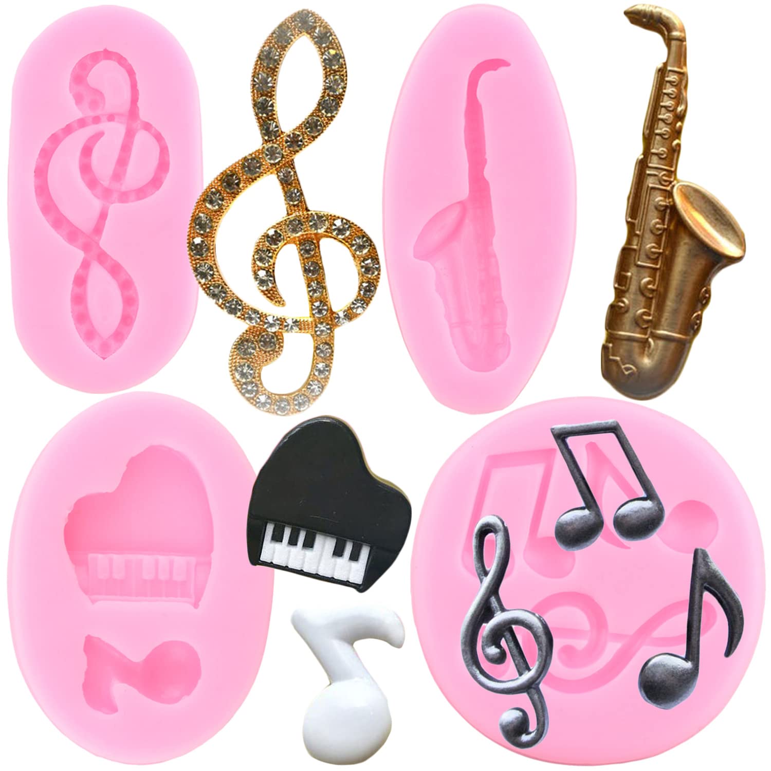 Zixiang Music Note Fondant Mold Piano Saxophone Silicone Molds For Cake Decorating Cupcake Topper Candy Polymer Clay Chocolate G
