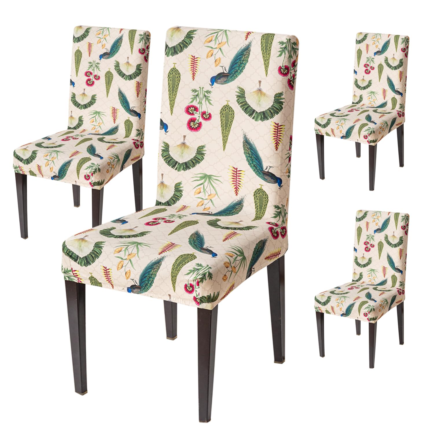 House Of Quirk Elastic Chair Cover Stretch Removable Washable Short Dining Chair Cover Protector Seat Slipcover (Pack Of 4, Roya