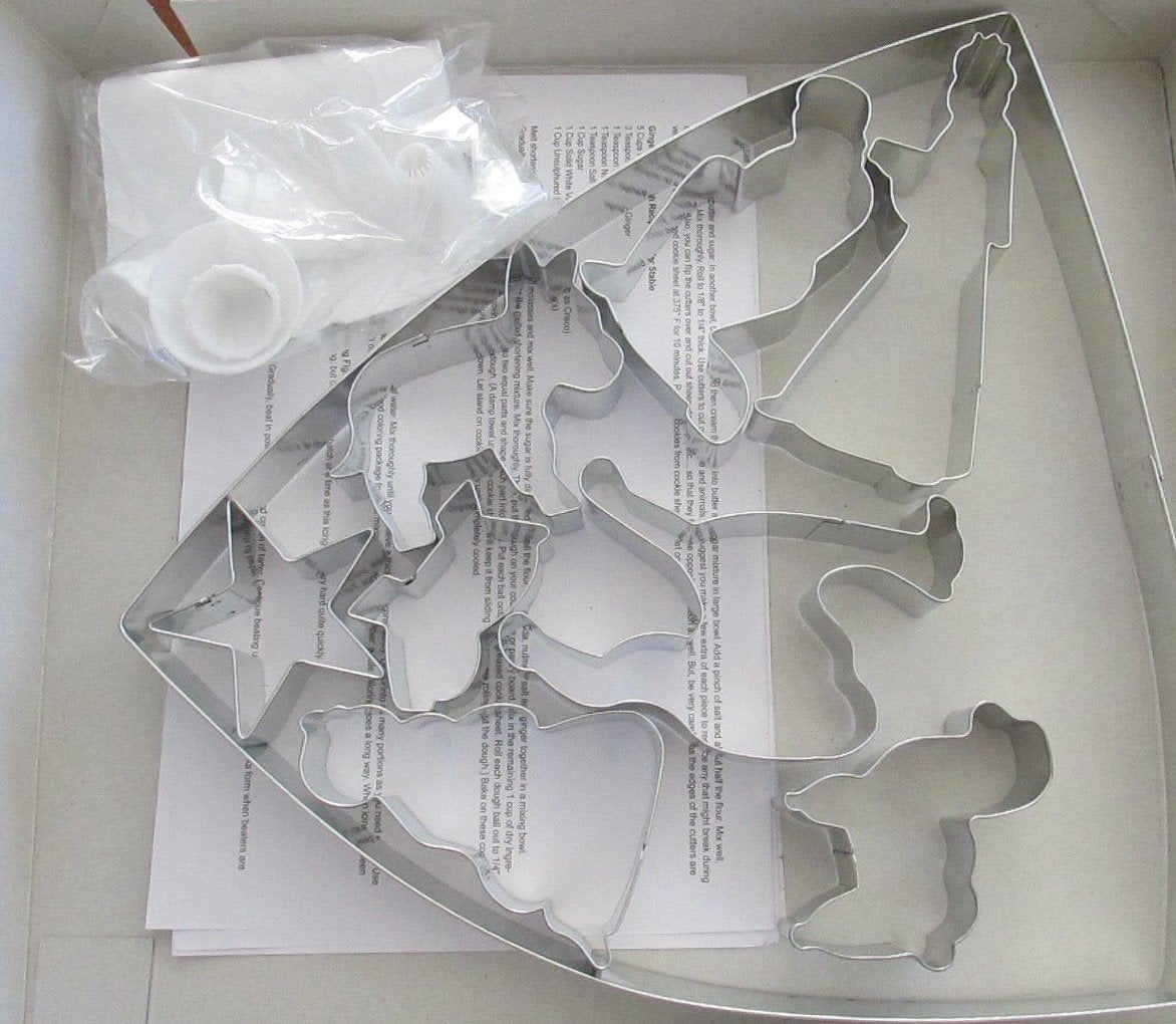 Fox Run Nativity Scene Cookie Cutter Bake Set, 21-Piece, Metallic for Christmas Baking