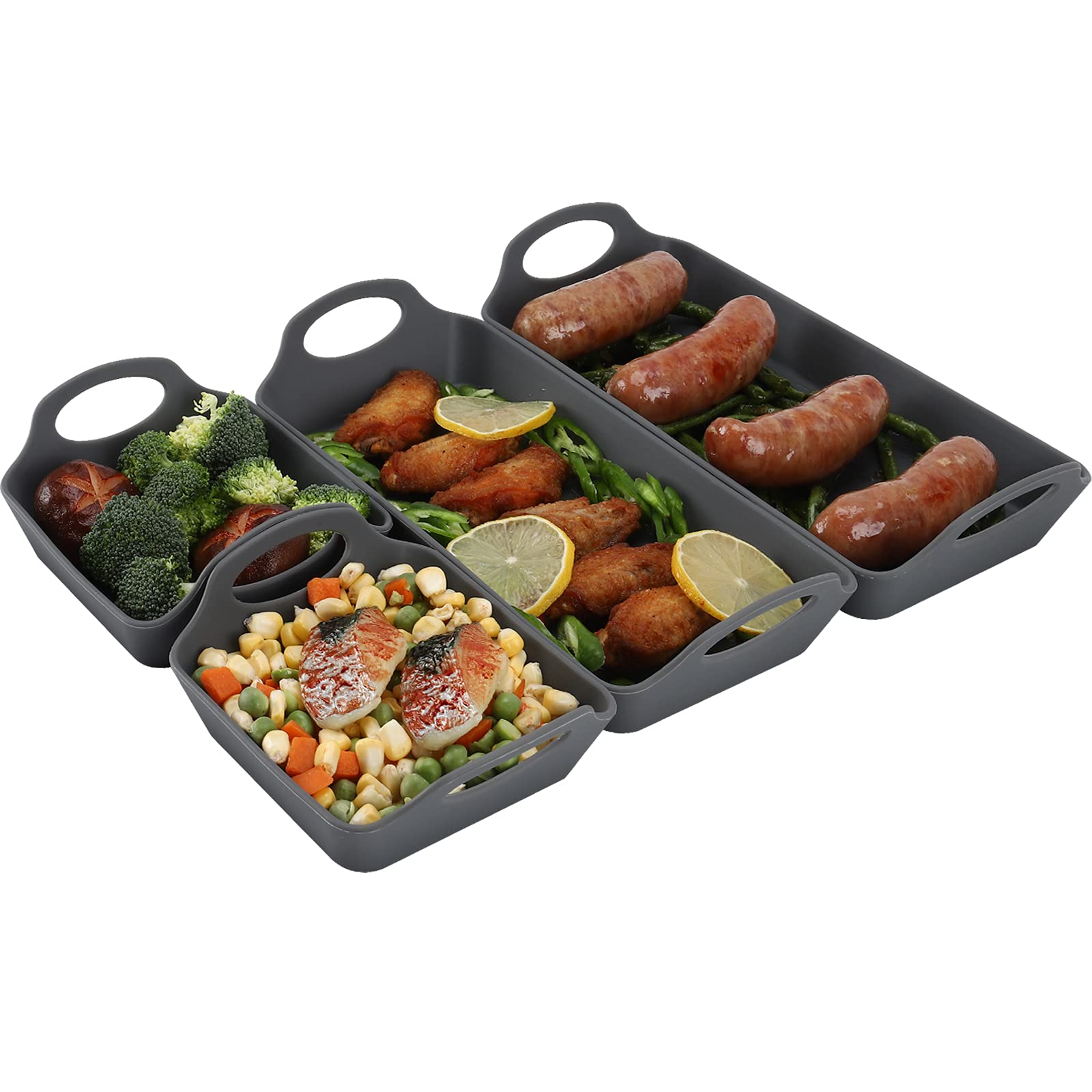 Pinzovemo Silicone Baking Sheet Pan Dividers,Sturdy Heatproof Handles Nonstick Tray,Cooking Reimagined,Reusable Bakeware Set For