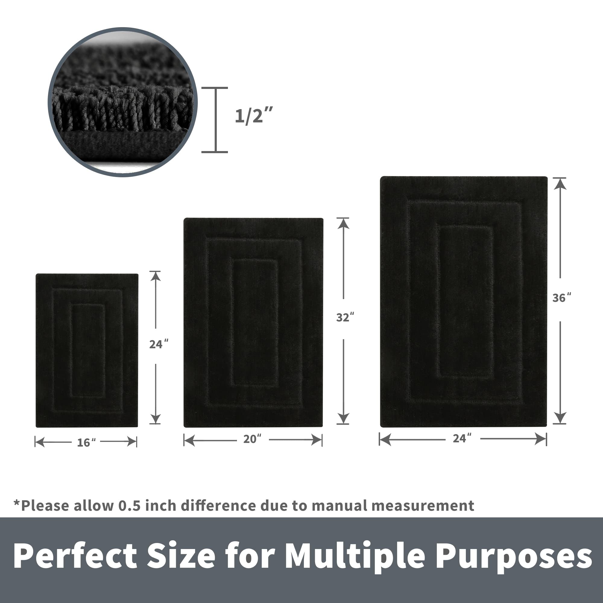 Granny Says Black Bathroom Rug, Non Slip Bath Mats For Bathroom, Super Soft And Water Absorbent, Microfiber Bath Rugs, Machine W