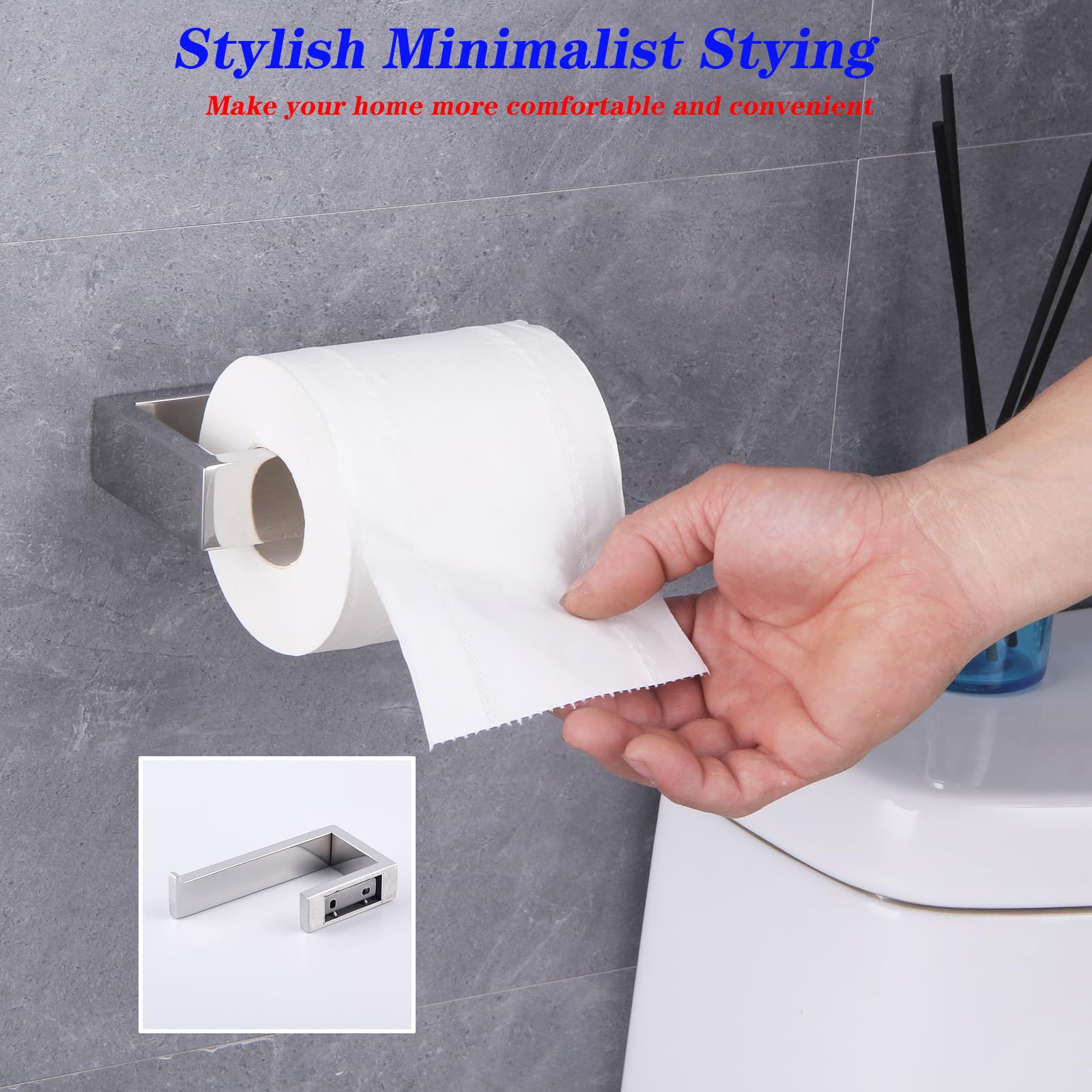 GERZWY 2-Piece Bathroom Accessory Set SUS 304 Stainless Steel Toilet Paper Holder Towel Ring Wall Mount  Polished Finish HG1708-2JG