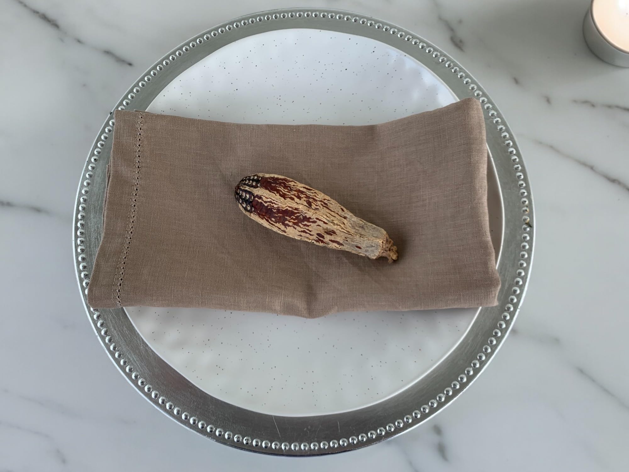 Linen Napkins -100% French Flax - Stonewashed Pure Linen Cloth Napkins - Size 18 Inch X 18 Inch - Set Of 4 (Natural Rustic Taupe