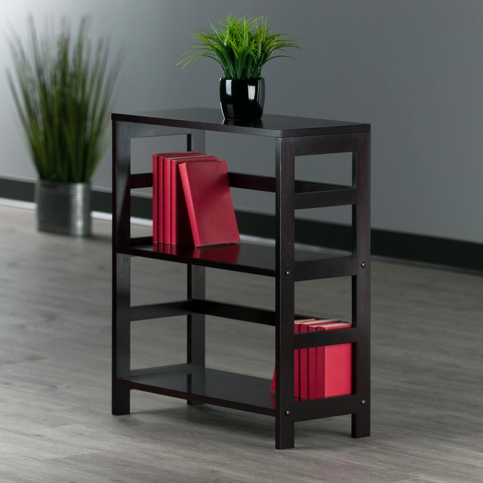 Winsome Wood Leo Model Name Shelving, Small And Large, Espresso