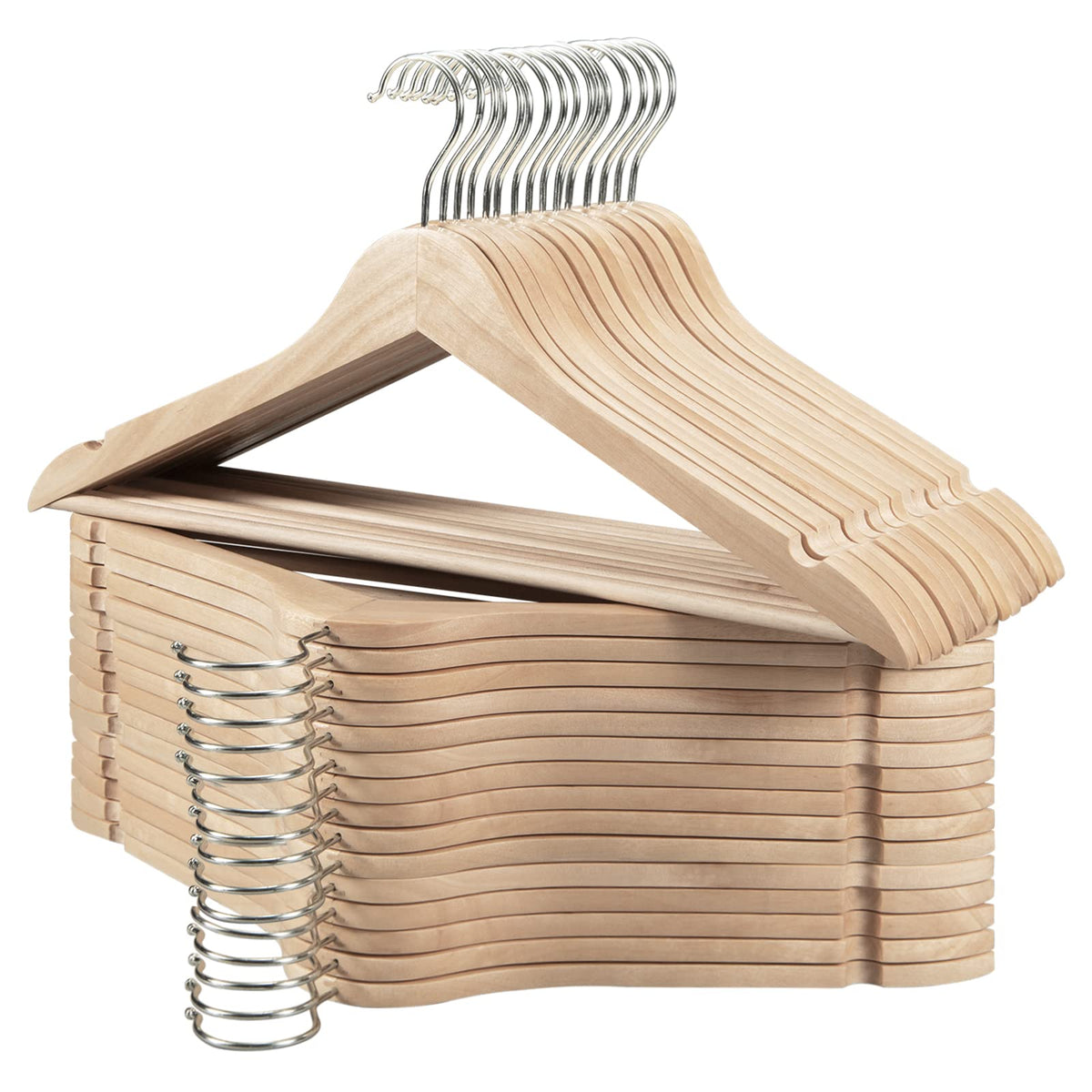 Edergoo Wooden Hangers, 30 Pack Wood Hangers With 360-Degree Rotatable Hook And Non Slip Pants Bar, Smooth Finish Coat Hangers F