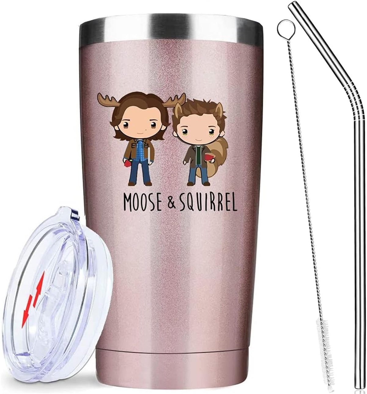 Athand 20Oz Stainless Steel Insulated Pattern Tumbler With Lid Travel Coffee Mug - Sam & Dean Rose Gold Vacuum Tumbler Double Wa