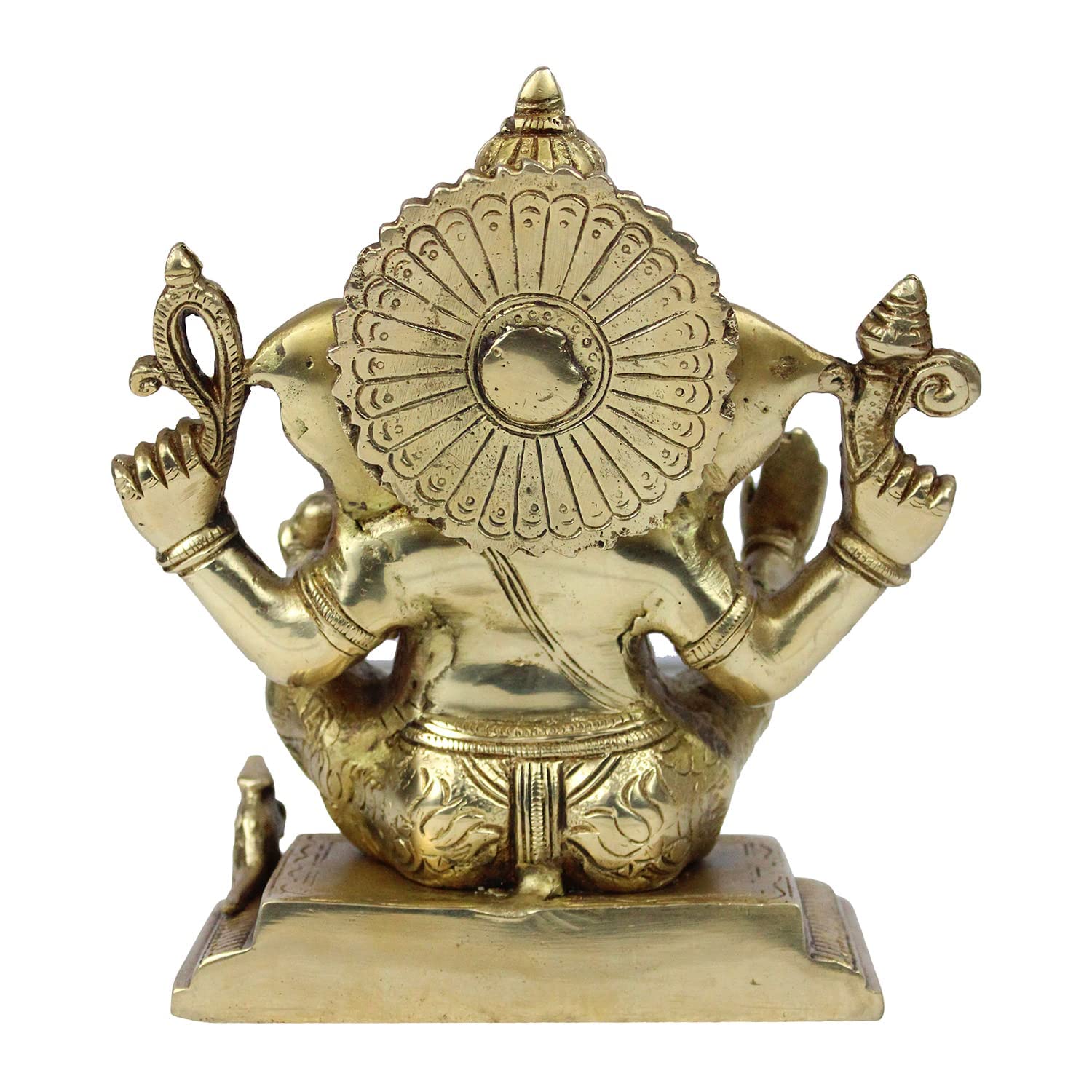 Kartique Brass Ganesh Bhagwan Idol Ganesha Statue With Blessing Posture Ganpati Murti In Antique Gold Color