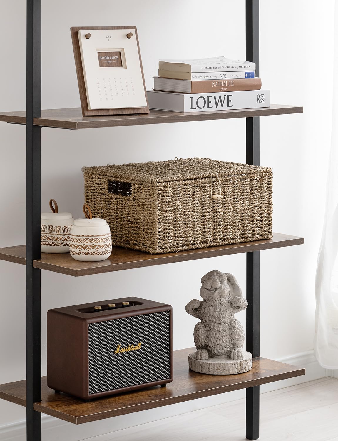 Storageworks Seagrass Wicker Baskets For Organizing, Medium Wicker Basket With Lid, Decorative Basket With Built-In Handles, Tow