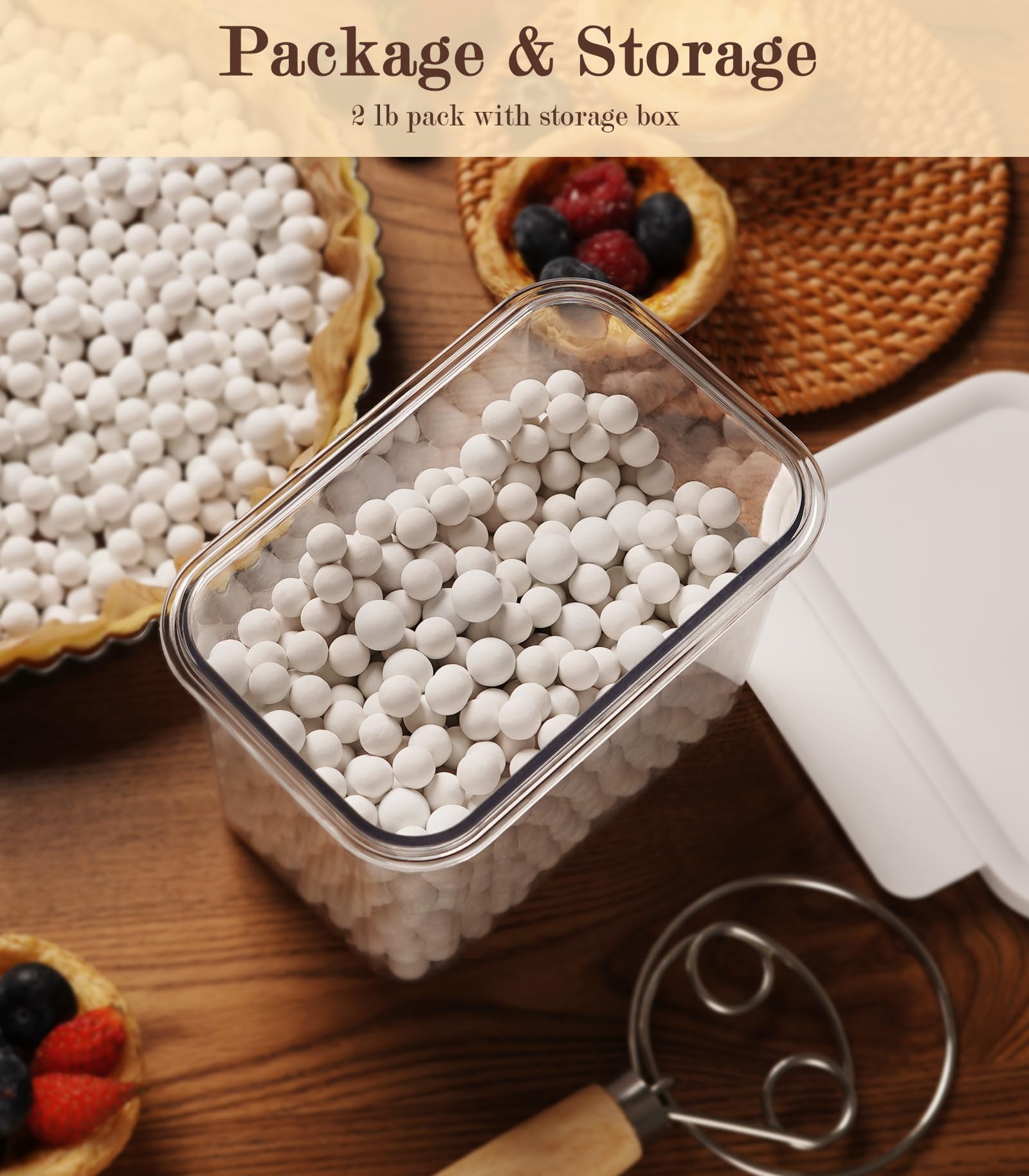 Pie Weights For Baking Crusts,Ceramic Baking Beans For Blind Bake,2.2 Lbs Reusable Ceramic Stoneware,Suitable For Various Pies A