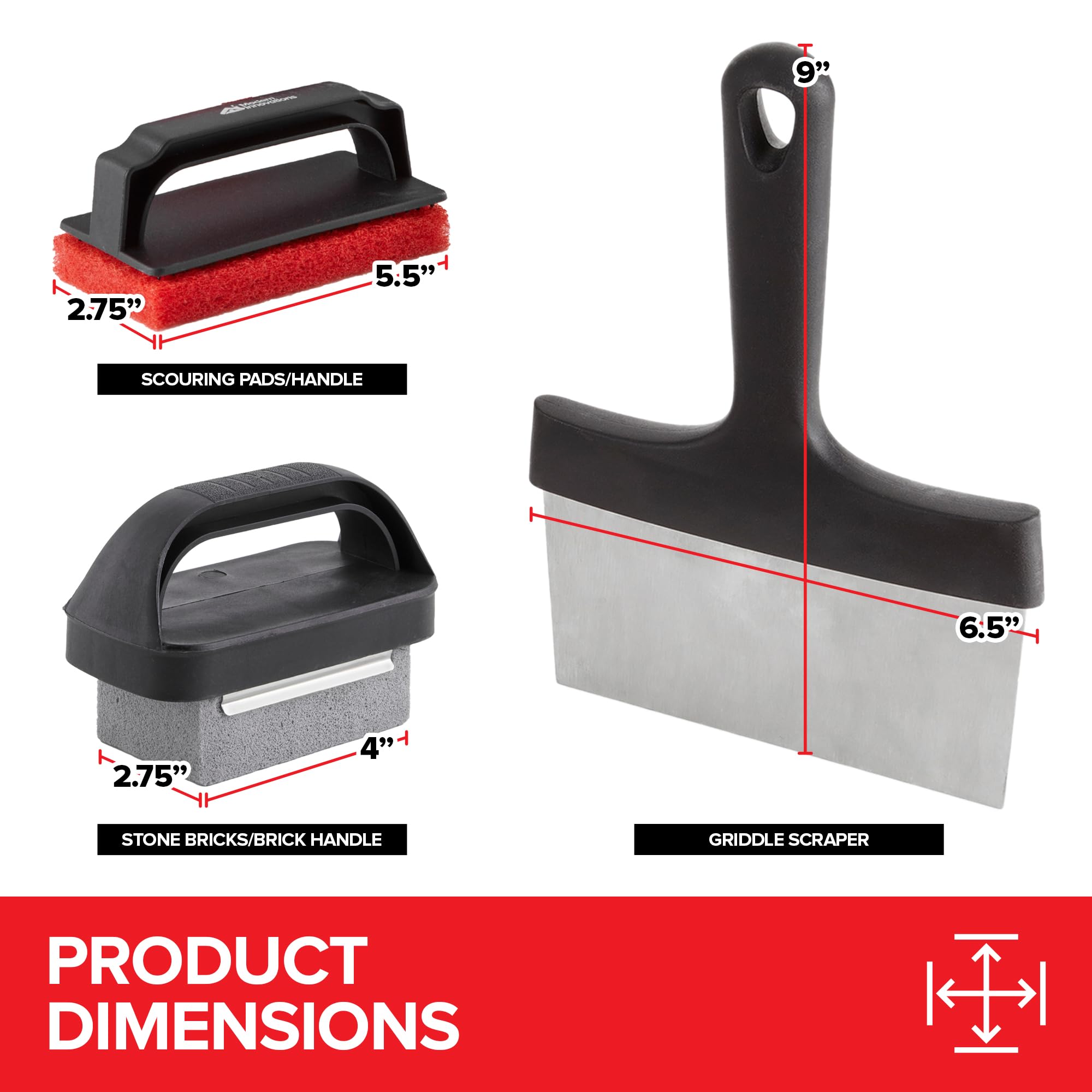 15-Piece Griddle Cleaning Kit, 10 Scouring Pads, 2 Grill Stone Bricks, 1 Indoor Grill Scraper, 2 Handles, Griddle Cleaner Kit Fo