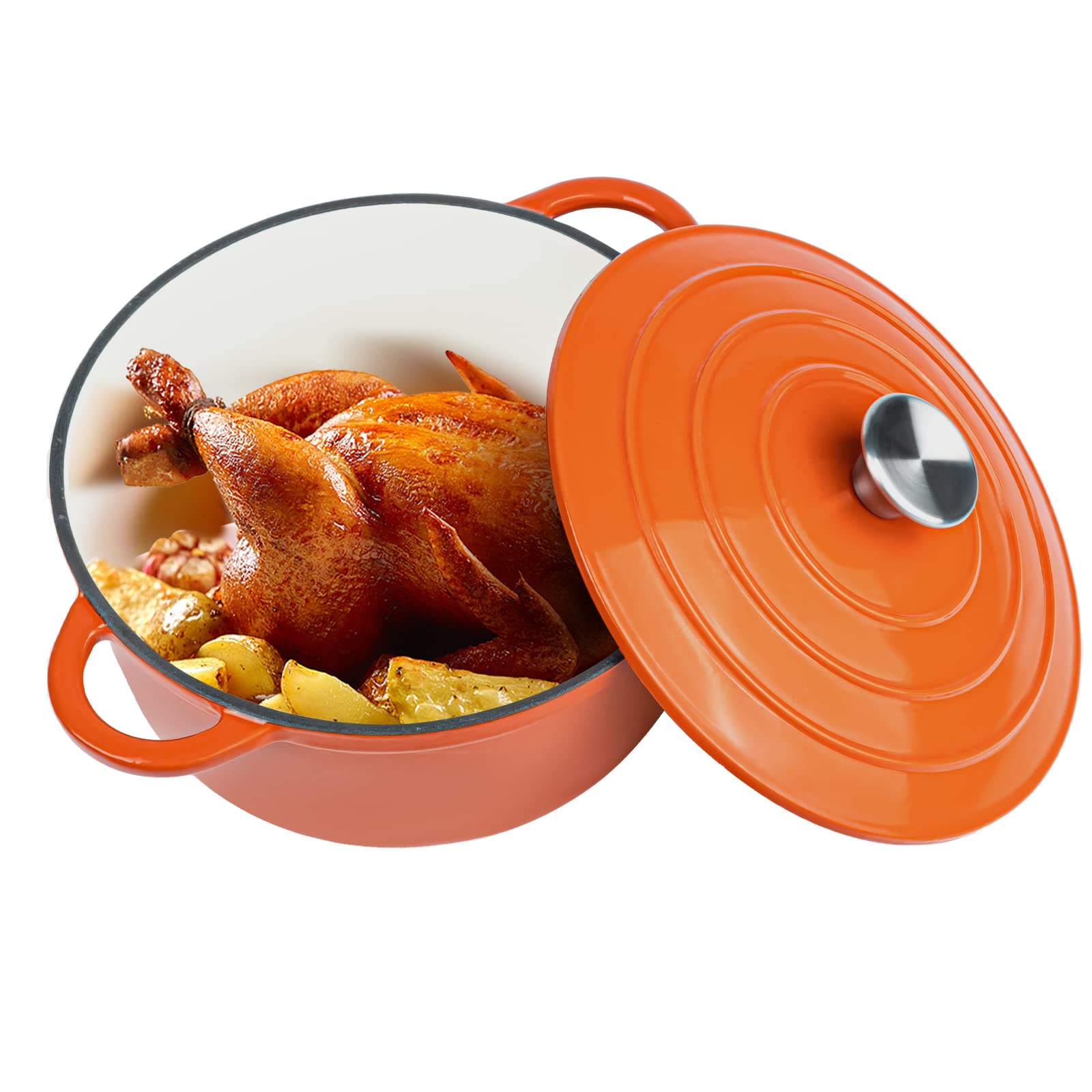 Miereirl 4.5 QT Enameled Dutch Oven Pot with Lid, Cast Iron Dutch Oven with Dual Handles for Bread Baking, Cooking, Non-stick En