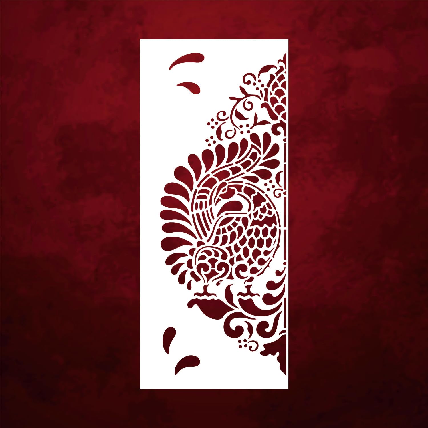 LC Creative Crafts | Lithos Veneation Peacock | Regal Birds Wall Art Stencil |Royal Duo Peacock Stencil (17x40) LC000356 (LIP