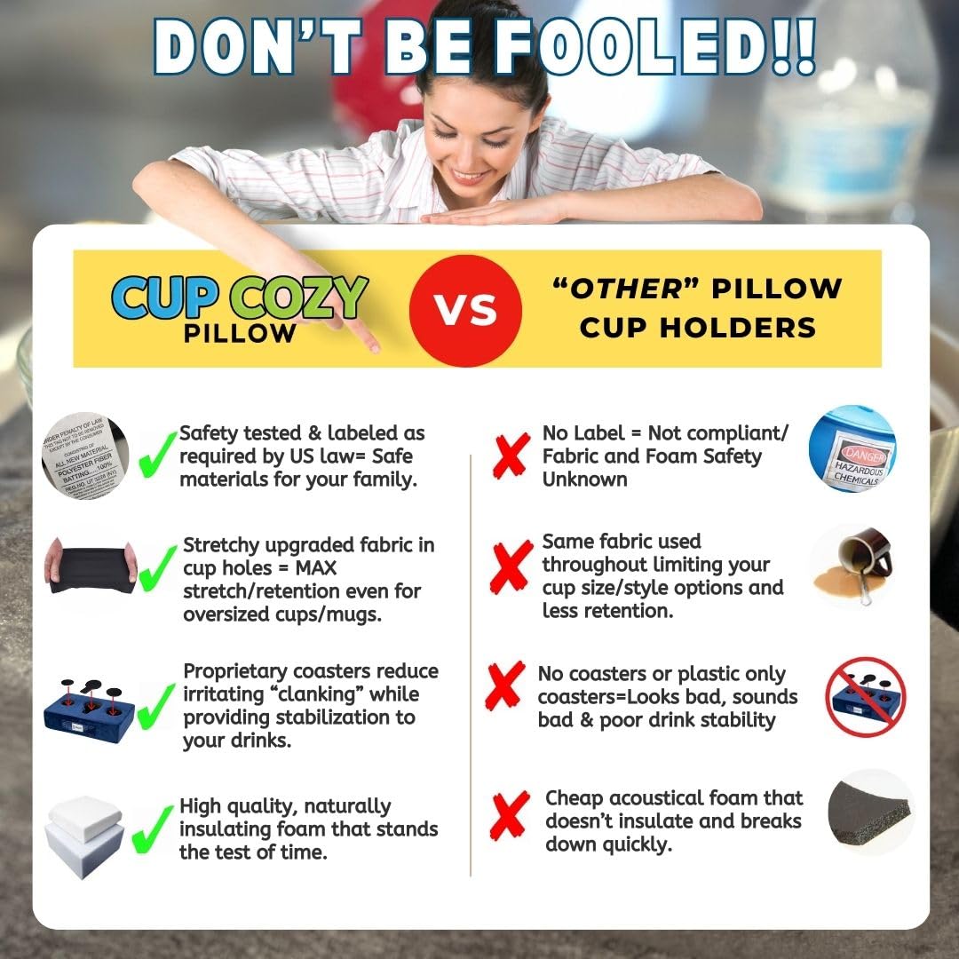 Cup Cozy Deluxe Pillow (Yellow) As Seen On Tv -The World'S Best Cup Holder! Keep Your Drinks Close And Prevent Spills. Use It An