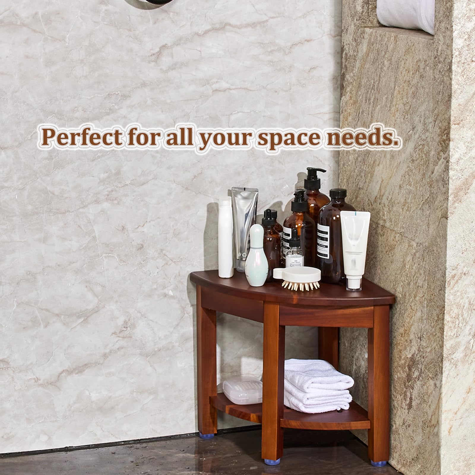 Housejoy Corner Shower Bench With Shelf, Corner Shower Stool For Shaving Legs, Shower Foot Rest Waterproof Bathroom Bench -Bath