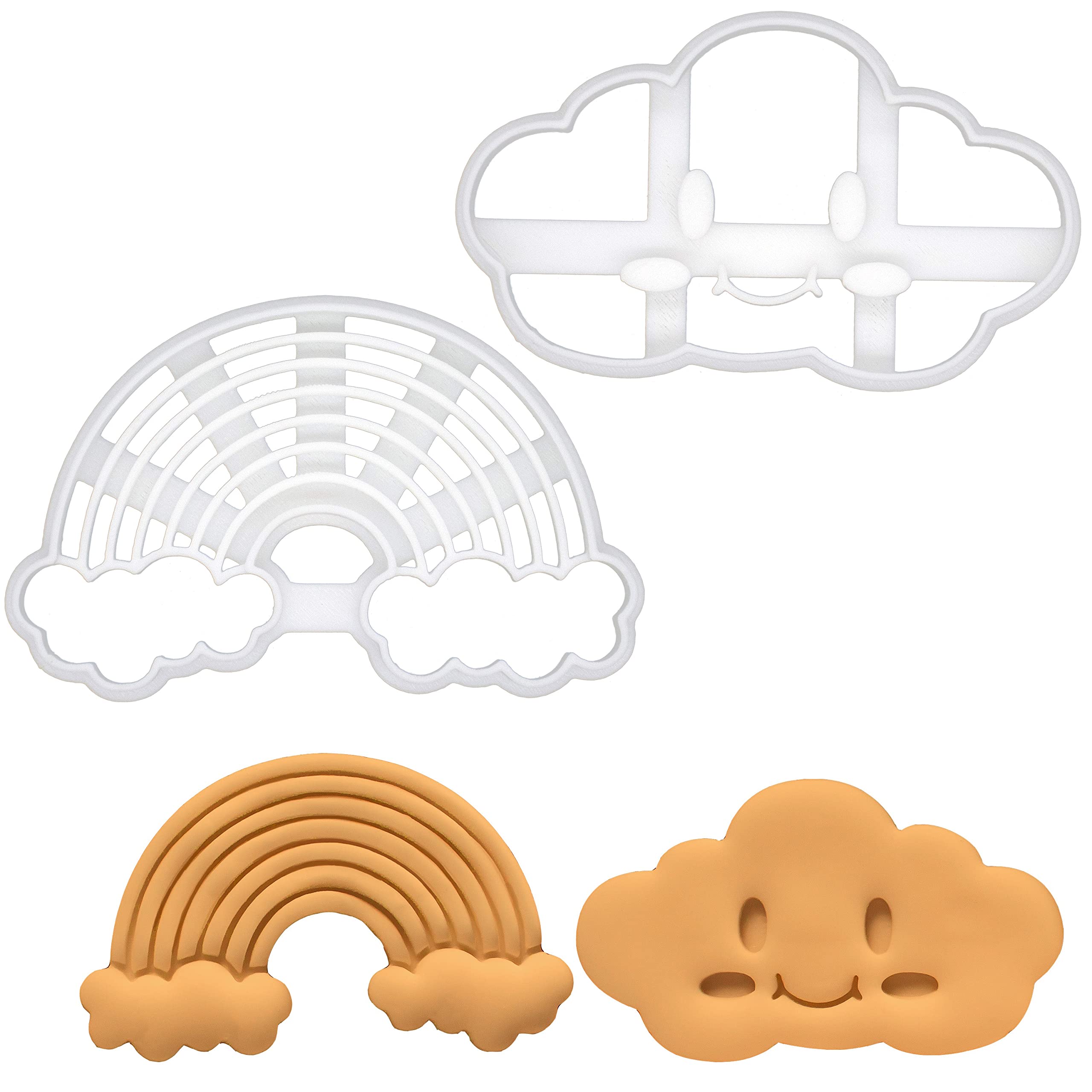 Set Of 2 Rainbow Cookie Cutters (Designs: Kawaii Cloud And Rainbow), 2 Pieces - Bakerlogy