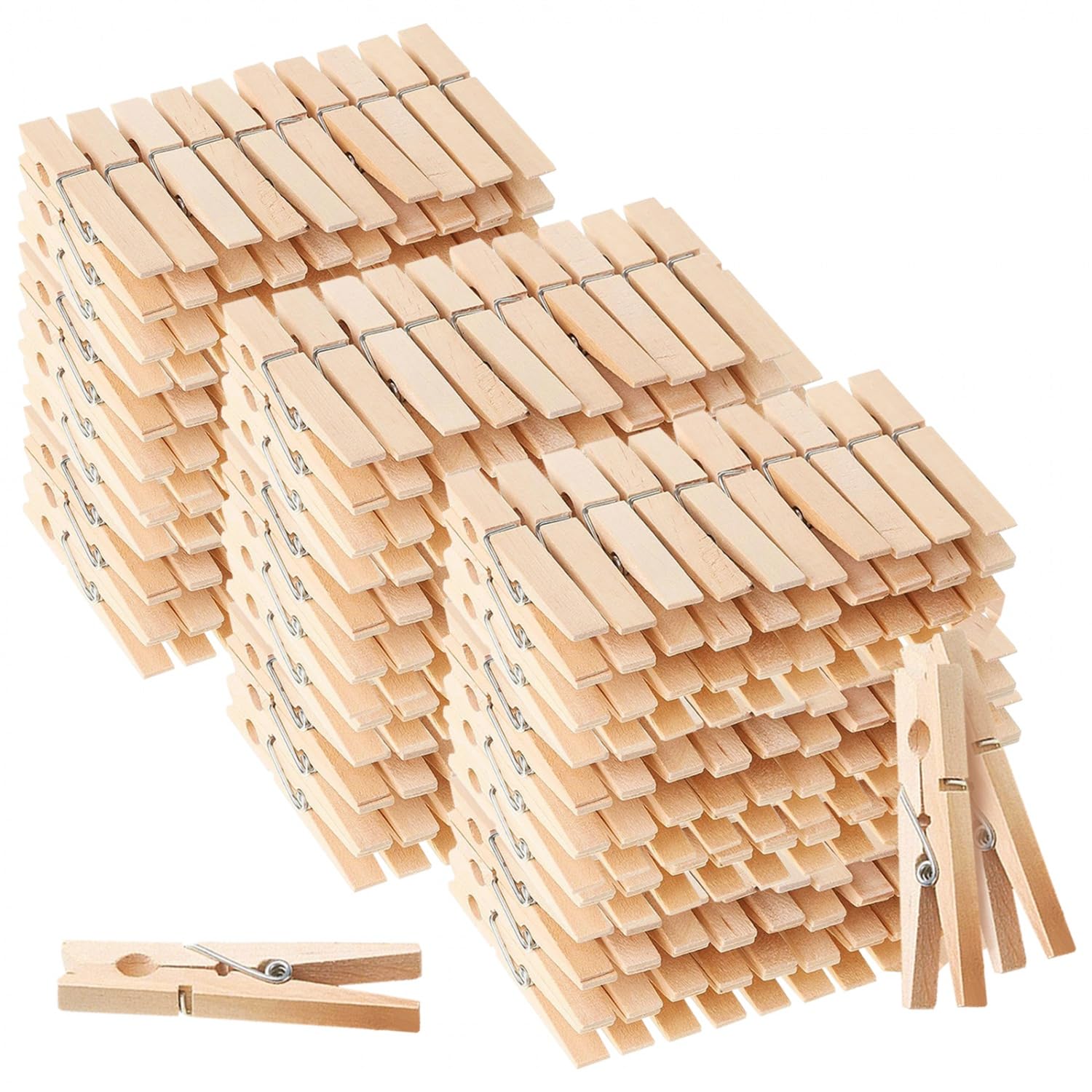 Senseyo 200 Pcs 1.9 Inch Wooden Clothespins Clips For Hanging Clothes, Craft, Home