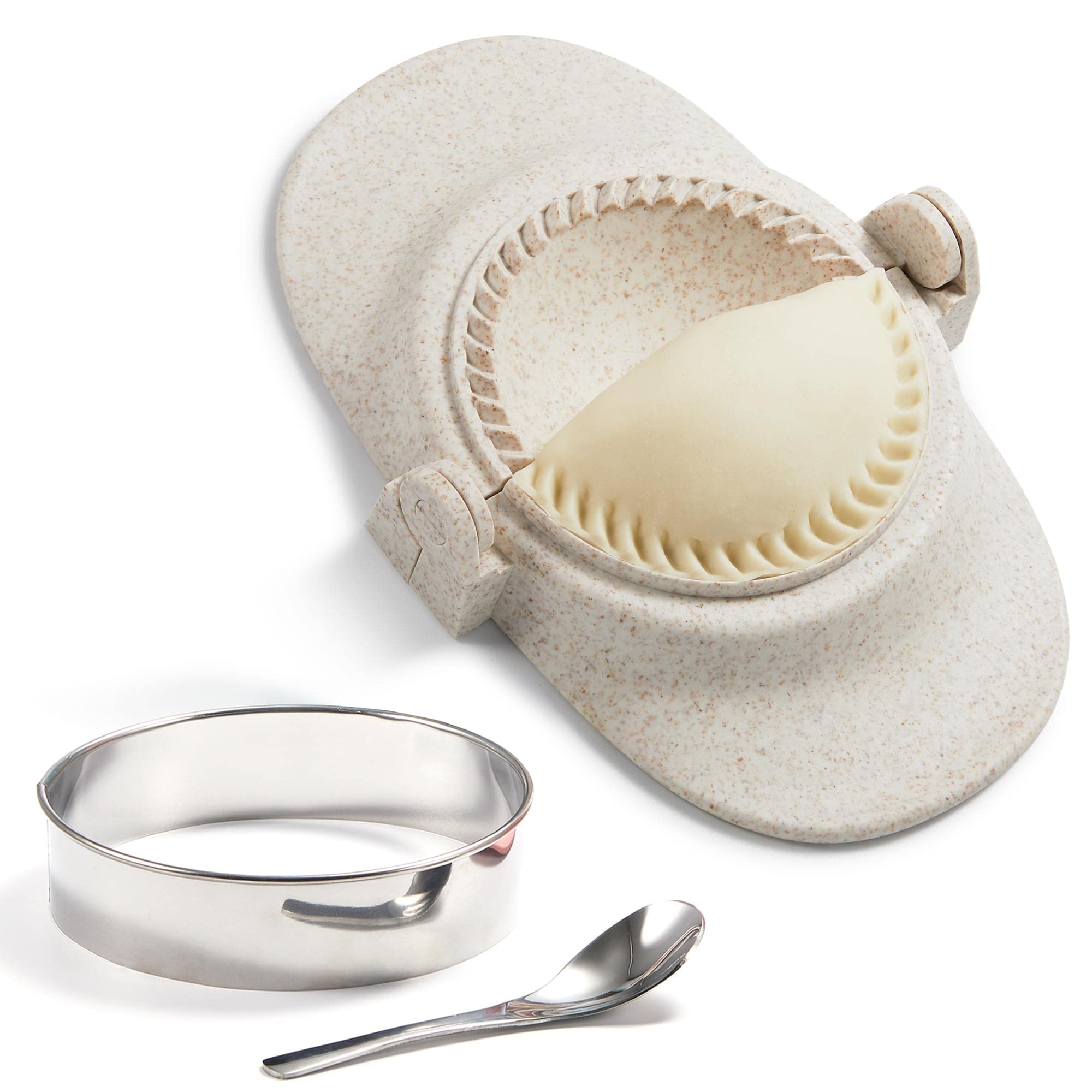 MUMSUNG Empanada Maker Press, 5 Inch Extra Large Dumpling Maker Set with Dough Cutter, Dumpling Mold Set for Pierogi, Pastelitos