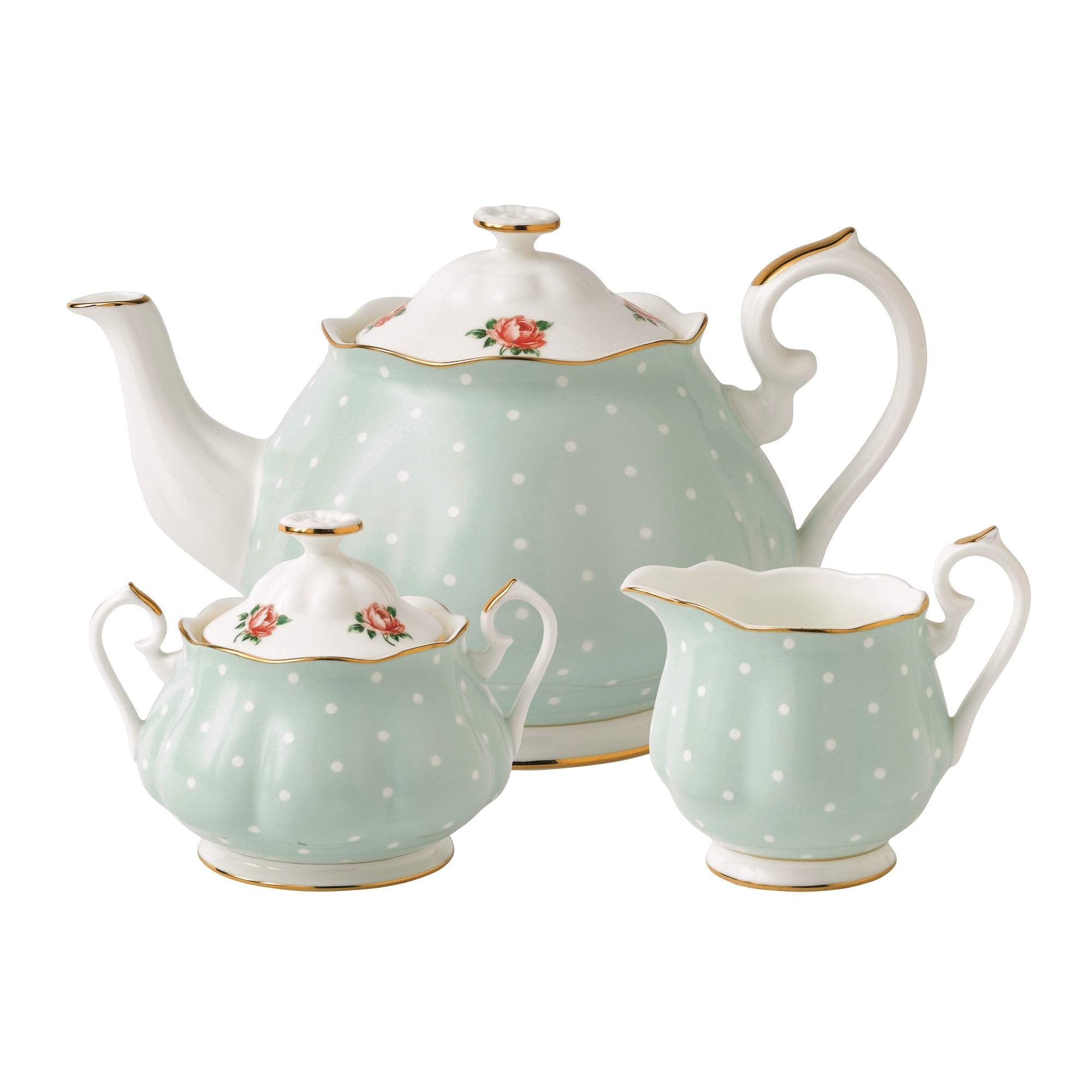 Royal Albert New Country Roses Polka Rose Tea Set, 3-Piece