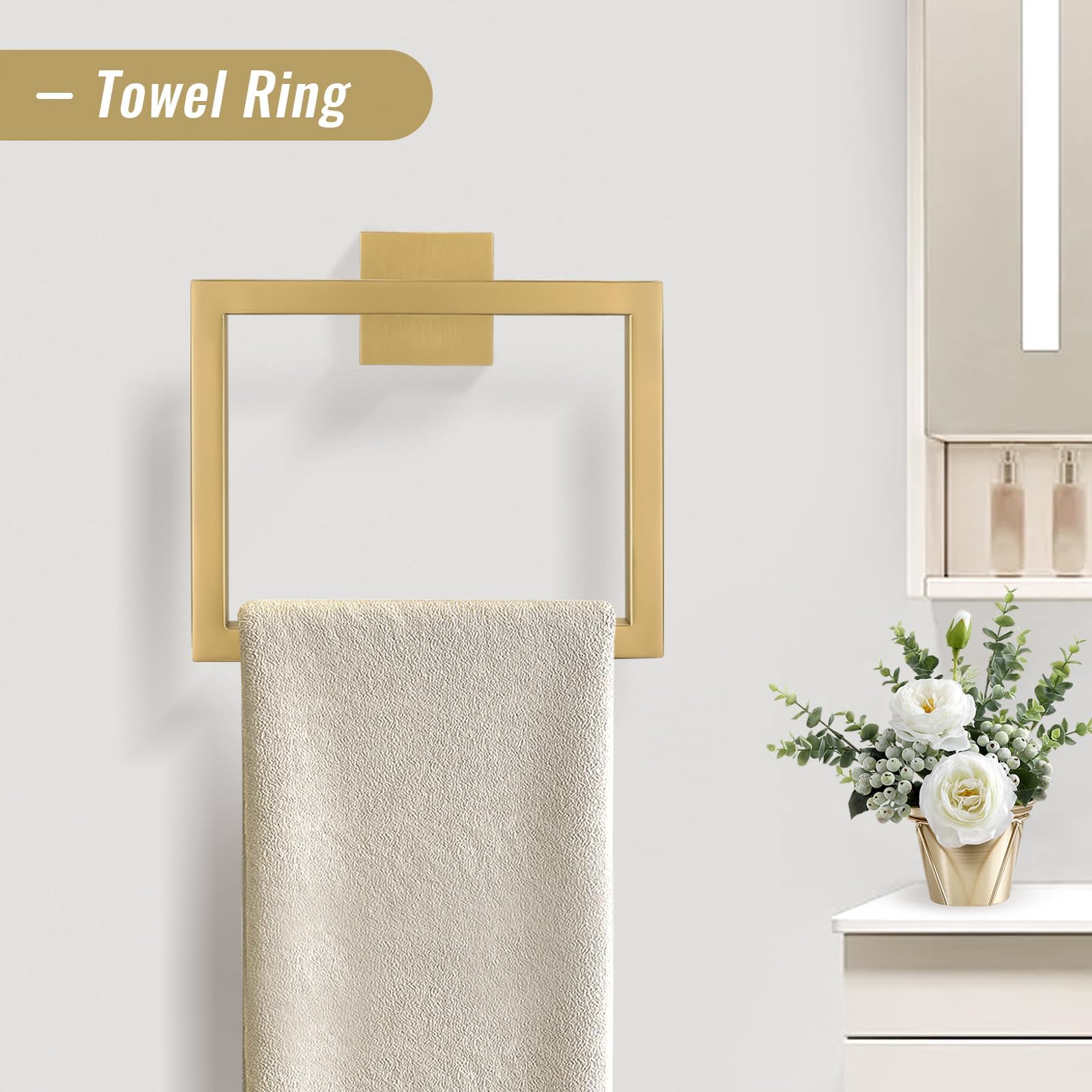 Yacvcl Towel Bar Set, 5-Piece Brushed Gold Bathroom Hardware Set, Gold Bathroom Accessories Set, Sus304 Stainless Steel 23.6 Inc