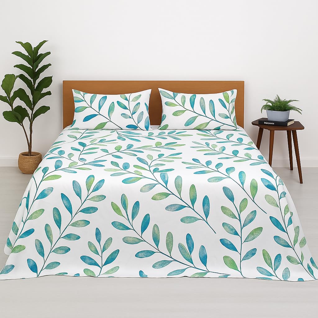 Bhoomi Impex Tulip Rose Floral Printed Double Bed Bedsheet Set - Ultra-Soft Microfiber, Breathable & Wrinkle-Free - Includes 2 P