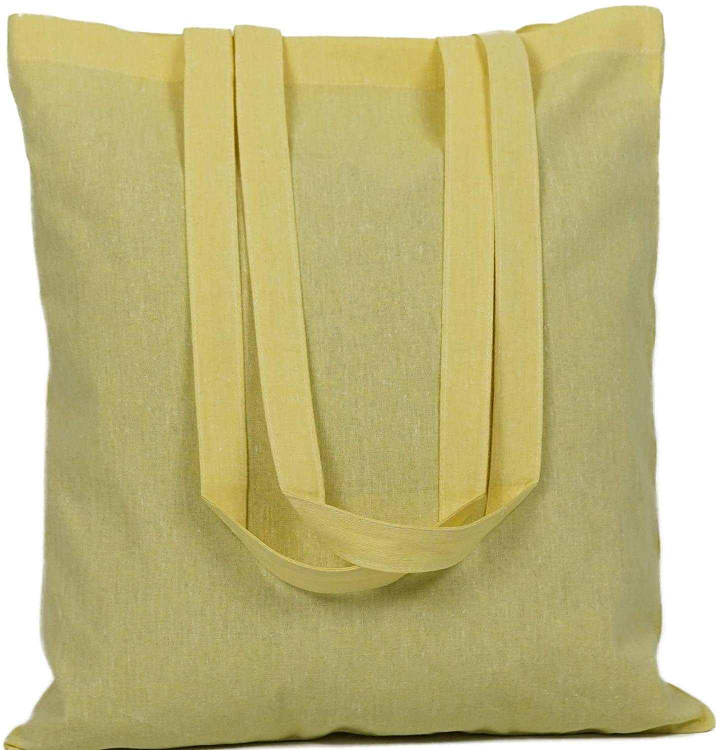 Atmos Green 15 X 16 Inch With Long Handle Assorted Colors 5.5 Oz 100% Cotton Canvas Tote Bags Ecofriendly Super Strong Great Cho
