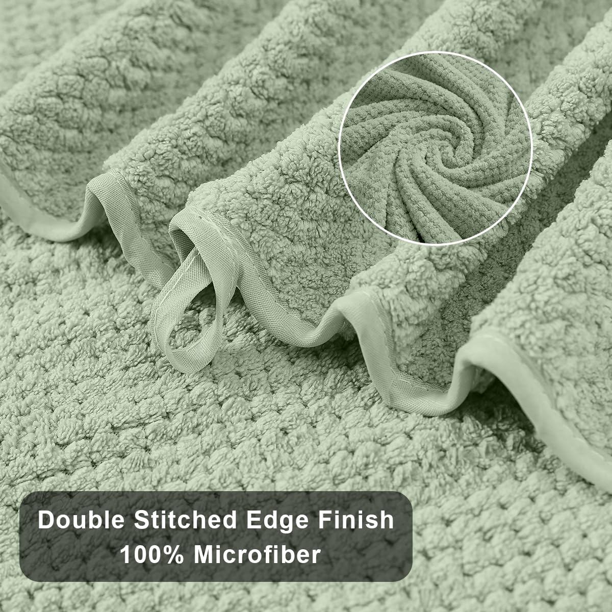 8-Piece Green Bath Towels Set,2 Oversized Large Bath Towels Sheet,2 Hand Towels And 4 Washcloths - 600 Gsm Soft Luxury Towel Set