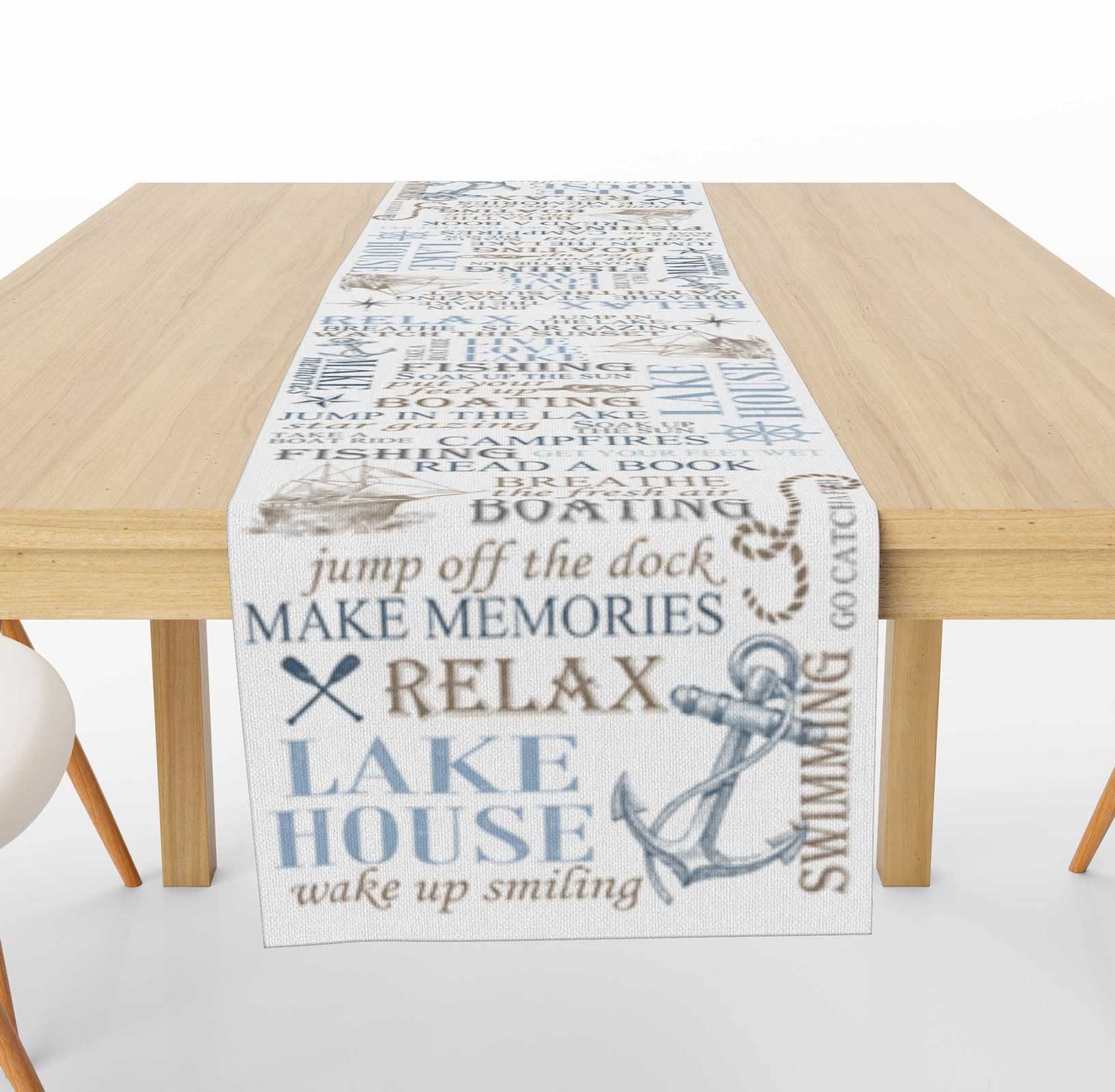 Decopow Nautical Beach Style Table Runner Lake House,14 Inches X 70 Inches