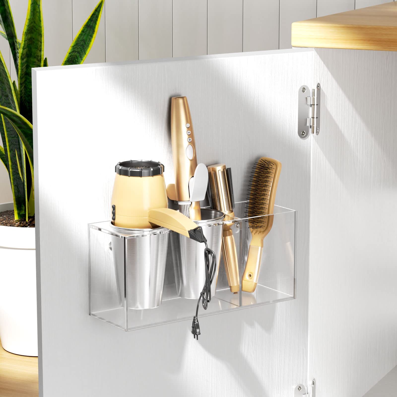 Niubee Hair Dryer Holder, Hair Tool Organizer Wall Mount, Blow Dryer Holder Cabinet Door, Bathroom Styling And Hot Tools Organiz