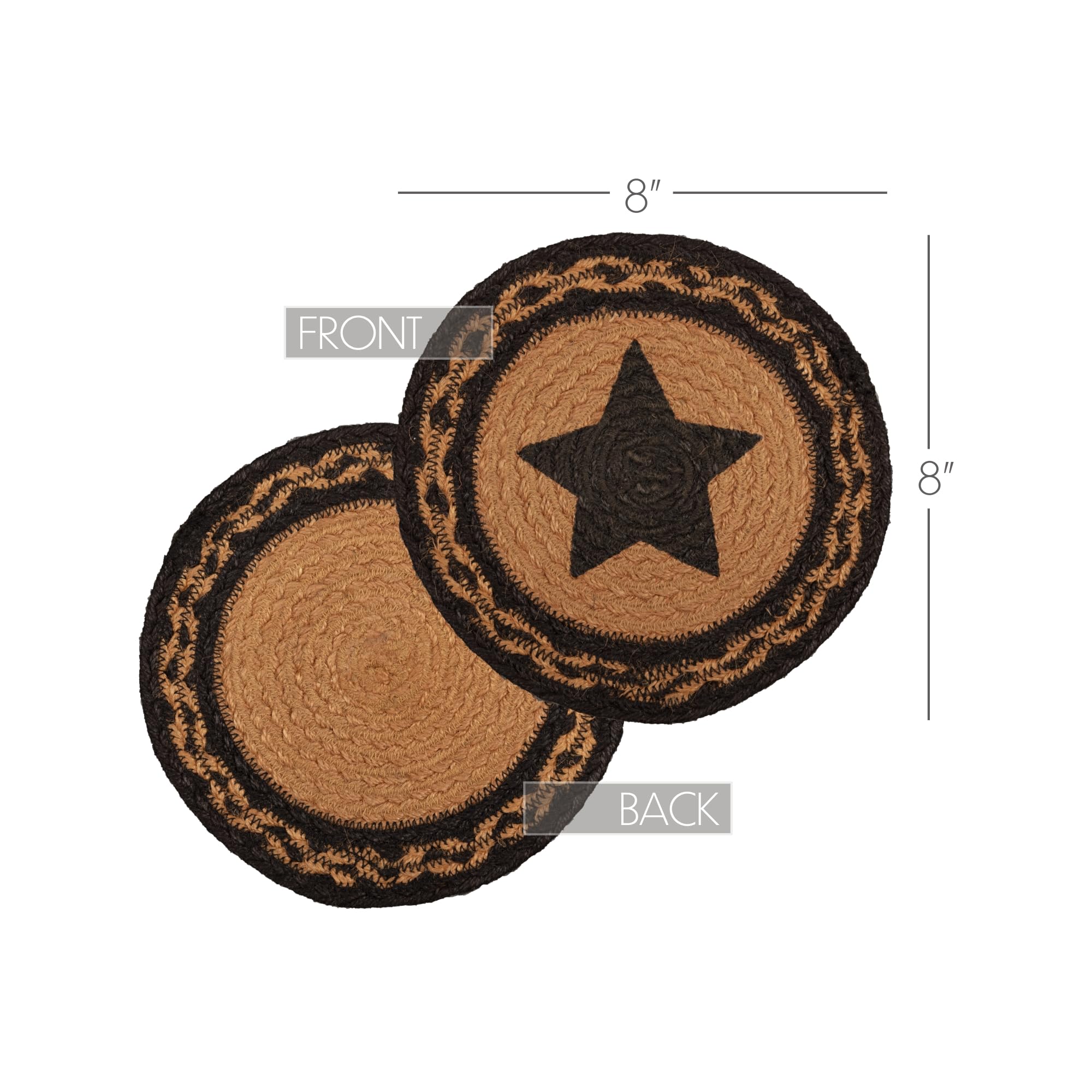 Vhc Brands Farmhouse Primitive Star Black Stenciled Textured Round Kitchen Table Jute Trivet 8