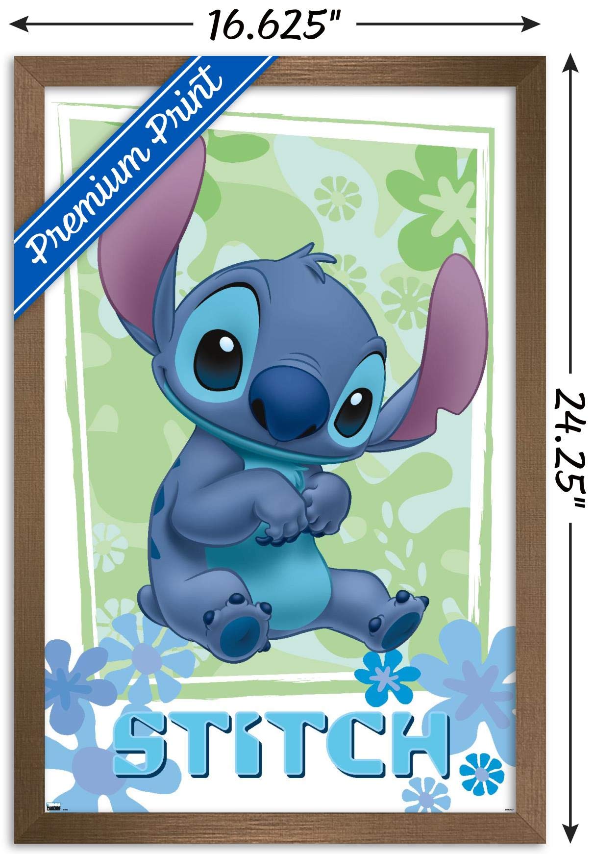 Trends International Disney Lilo And Stitch - Flowers Wall Poster, 14.725'' X 22.375'', Bronze Framed Version