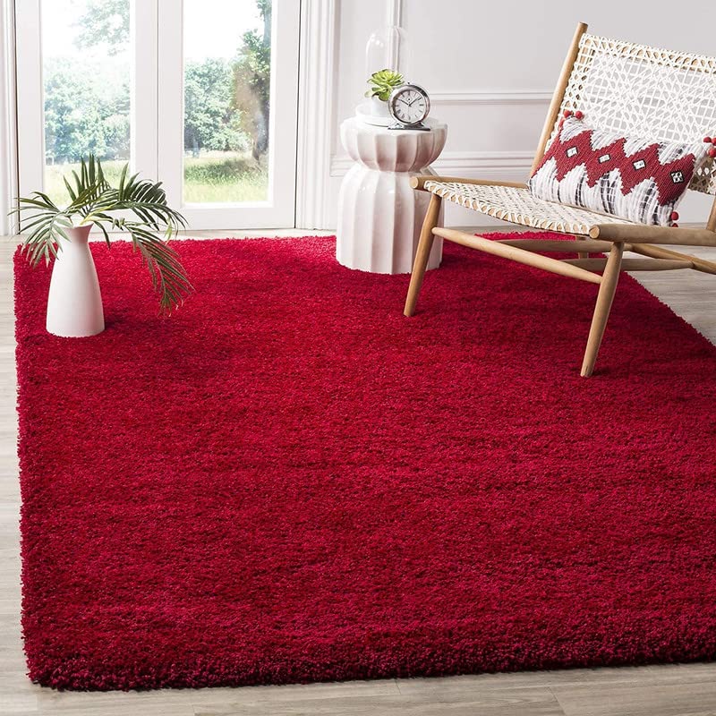 Gem Carpets Soft Modern Shag Area Rugs Fluffy Living Room Carpet Comfy Bedroom Home Decorate Floor Kids Playing Mat Red(6X9 Feet