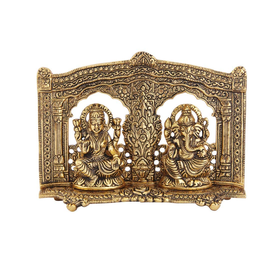 Crown Warriors Metal Laxmi Ganesh Idol Bhagwan Ganpati Murti Metal Statue Sitting Laxmi Ji For Home Office Decor Pooja Good Luck